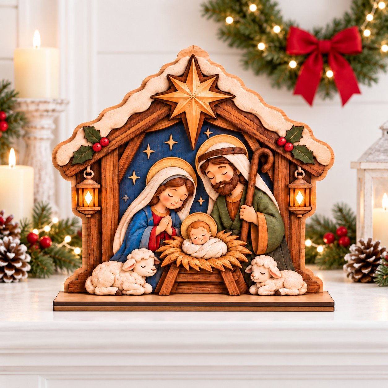 Holy Family Wooden Sign, Christian Holiday Decoration, Christmas Home Decor, Religious Christmas Gift WSXM16