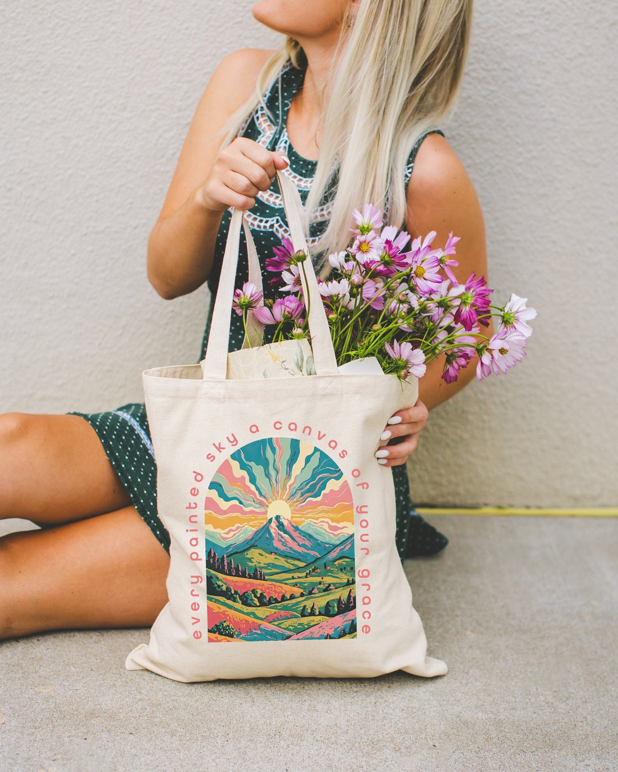 Christian Tote Bag – Bible Verse Canvas Bag – Reusable Cotton Tote for Church – Faith-Based Gift for Her – Religious Accessories TBLAF18