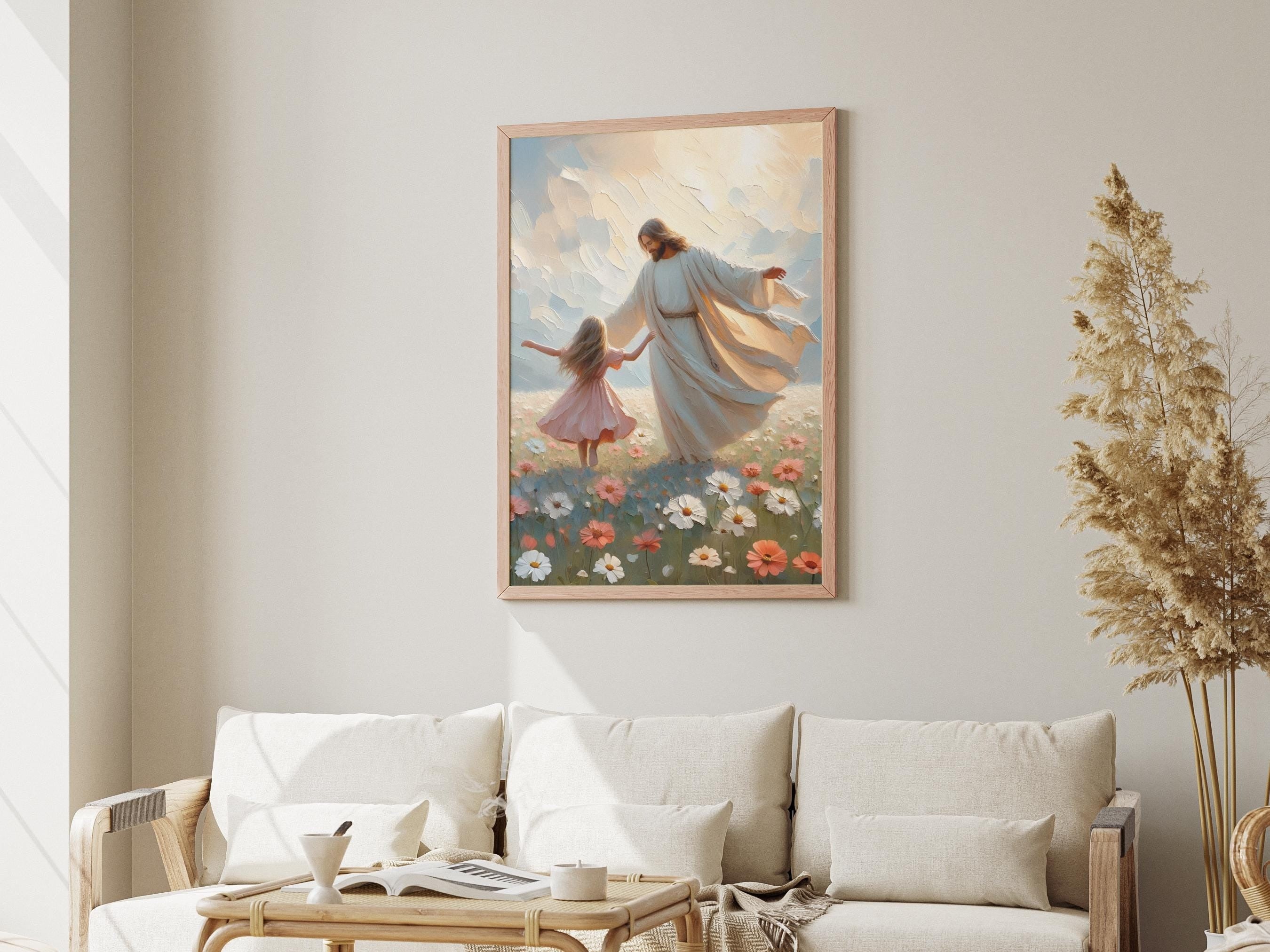 A Dance of Grace Poster, Jesus and Girl Dancing Poster, Little Girl LDS Art, Jesus with Children Poster, Kids Bible Art Poster