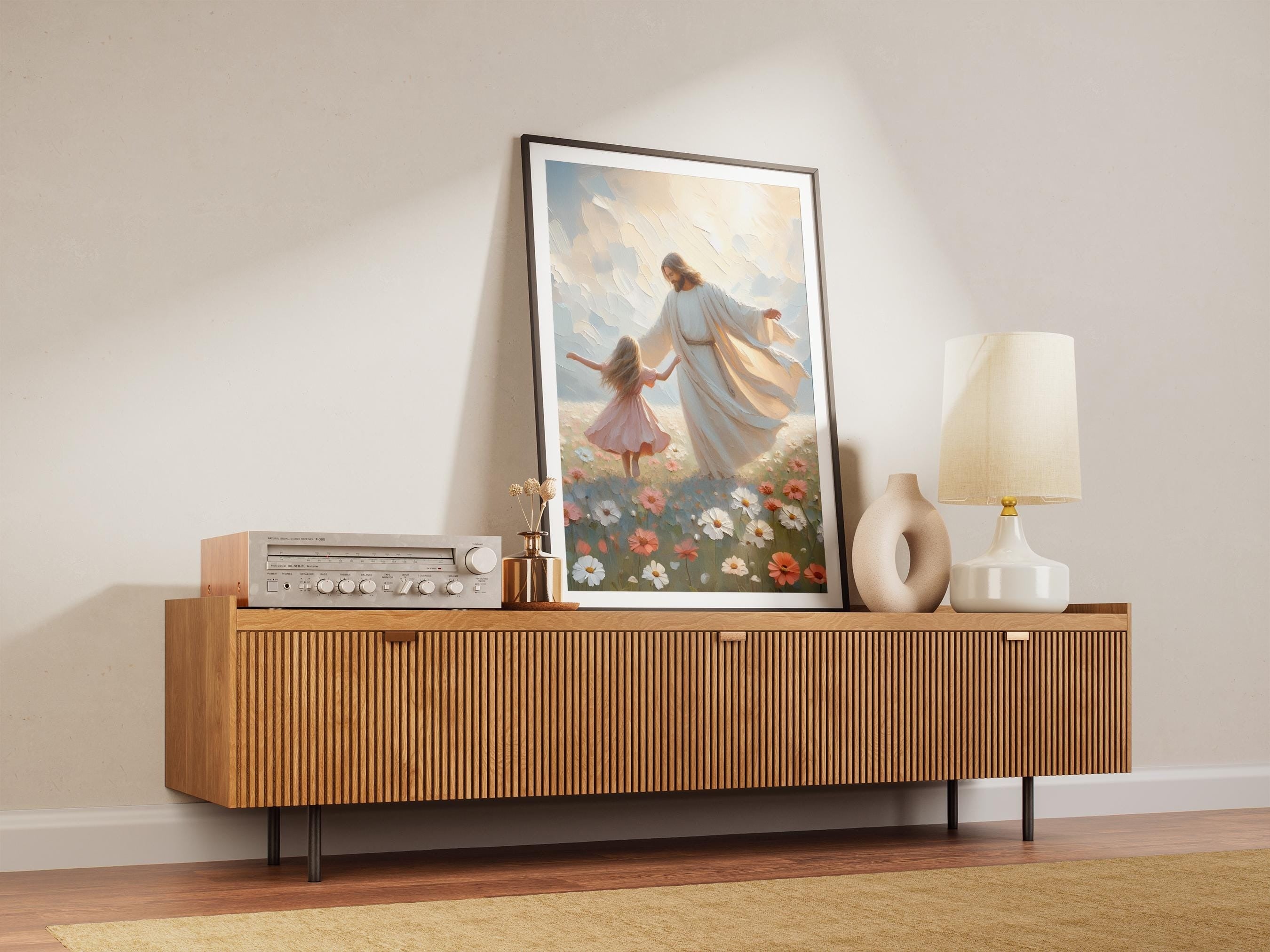 A Dance of Grace Poster, Jesus and Girl Dancing Poster, Little Girl LDS Art, Jesus with Children Poster, Kids Bible Art Poster