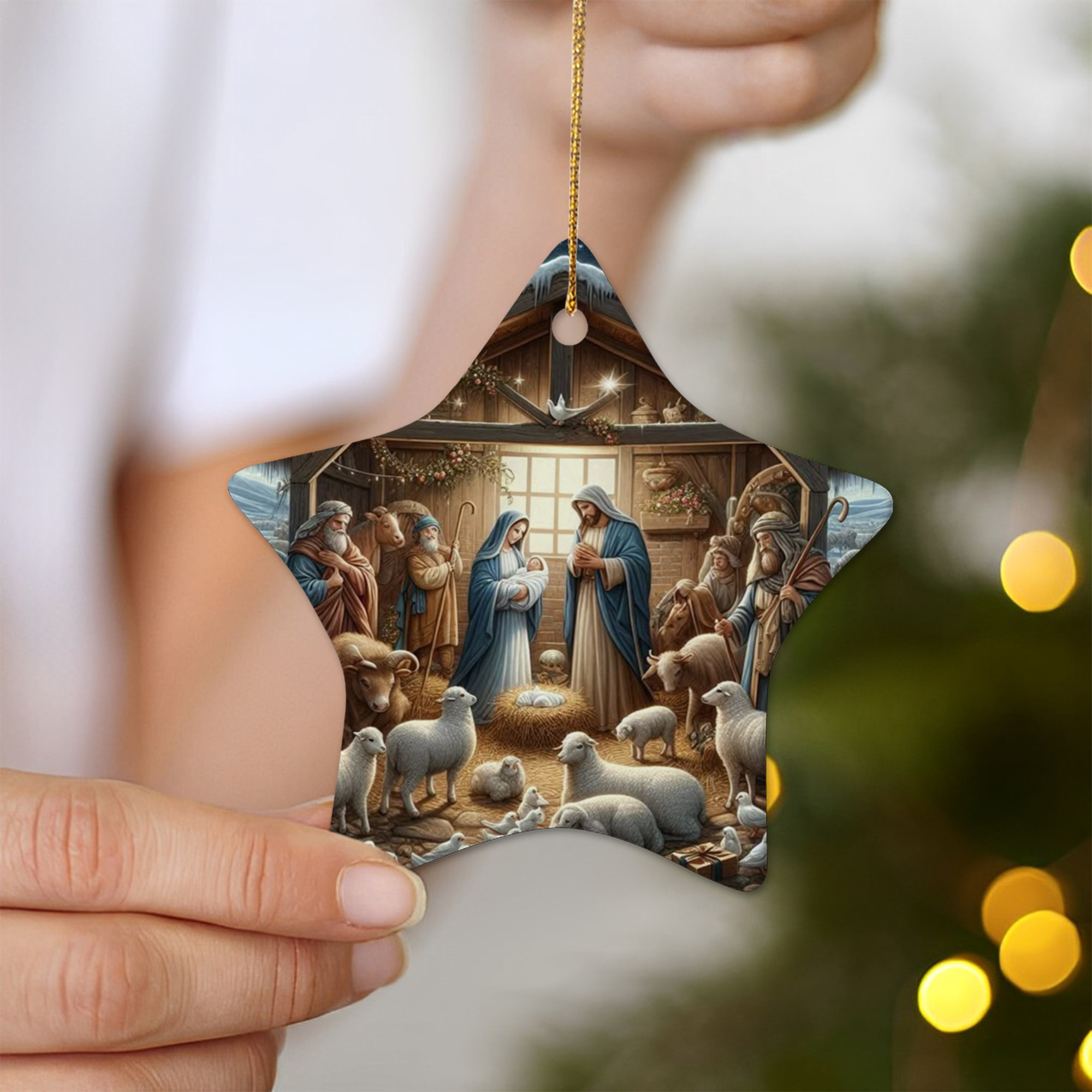 Traditional Nativity Scene Christmas Ornament, The Greatest Gift of All Matthew 1:21, Christian Holiday Decoration, Holy Family Xmas Decor 2025 DCLAF42