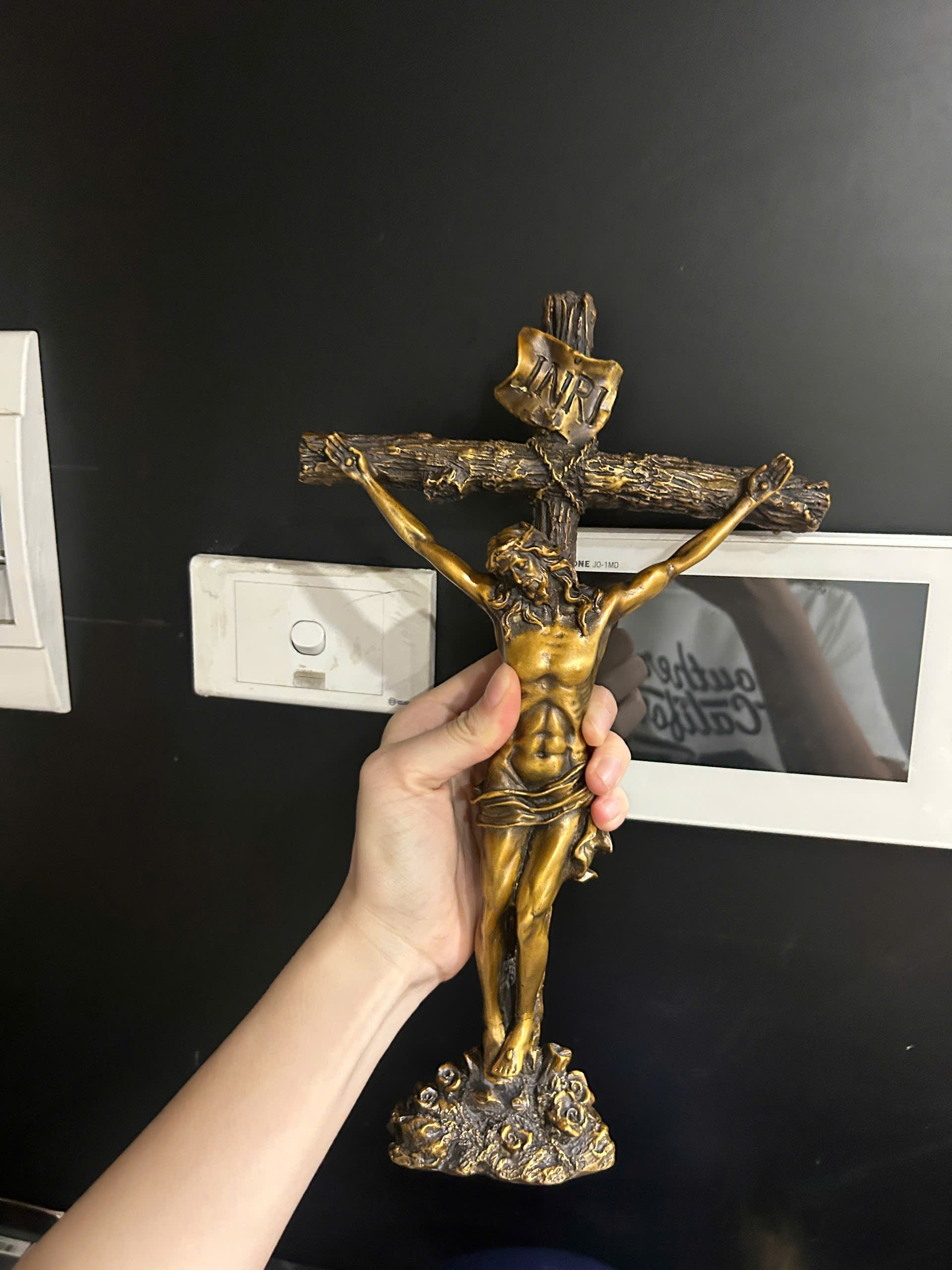 Bronze Jesus Christ Crucifix Statue, Premium Religious Art Sculpture, Gifts For Prayer