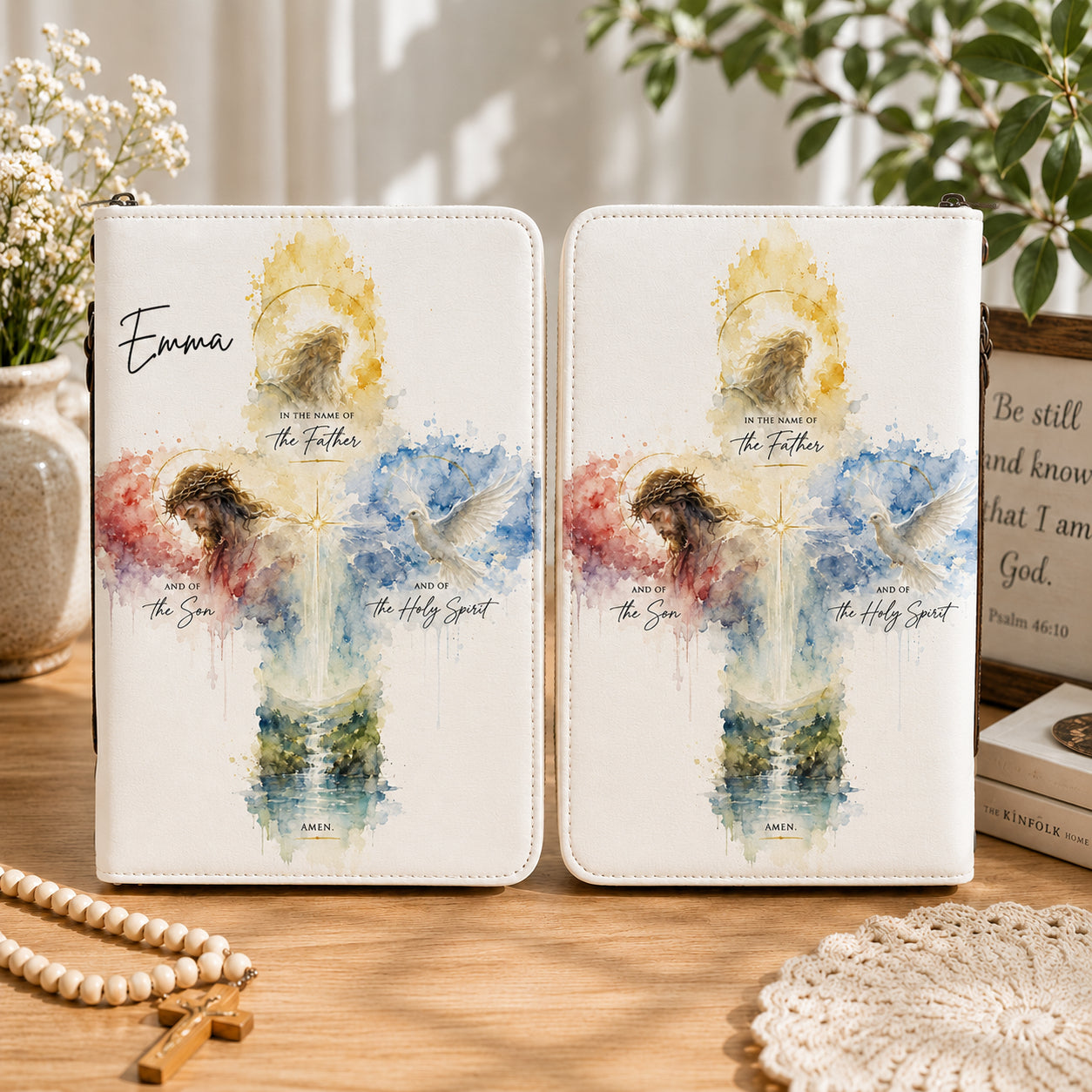 Personalized Holy Trinity Leather Book Cover, Holy Spirit Christian Bible Cover, Christian Gift, Bible Covers Jesus Gifts BIBLE17