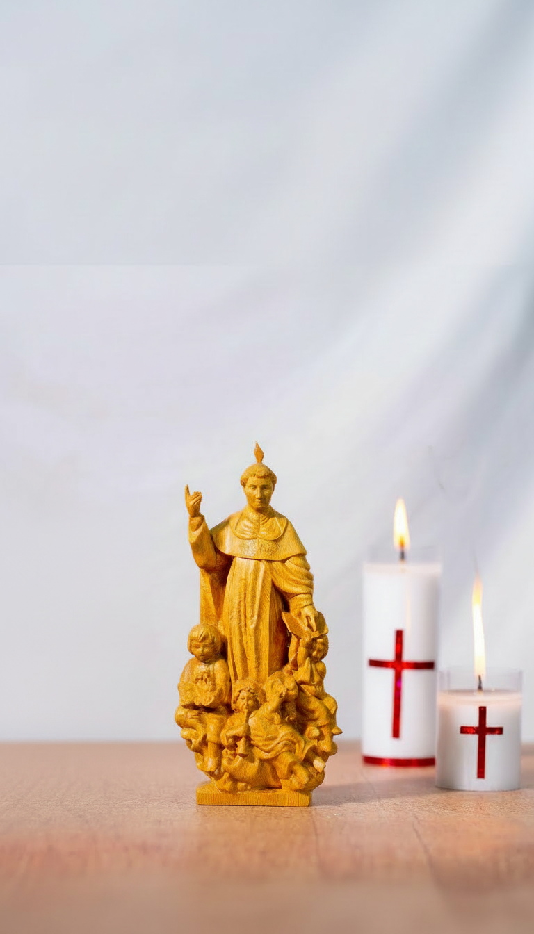 Saint Vincent de Paul Wooden Statue, Catholic Beech Wood Figurine 20cm, Religious Home Altar Decor, Christian Devotional Statue, Catholic Gift