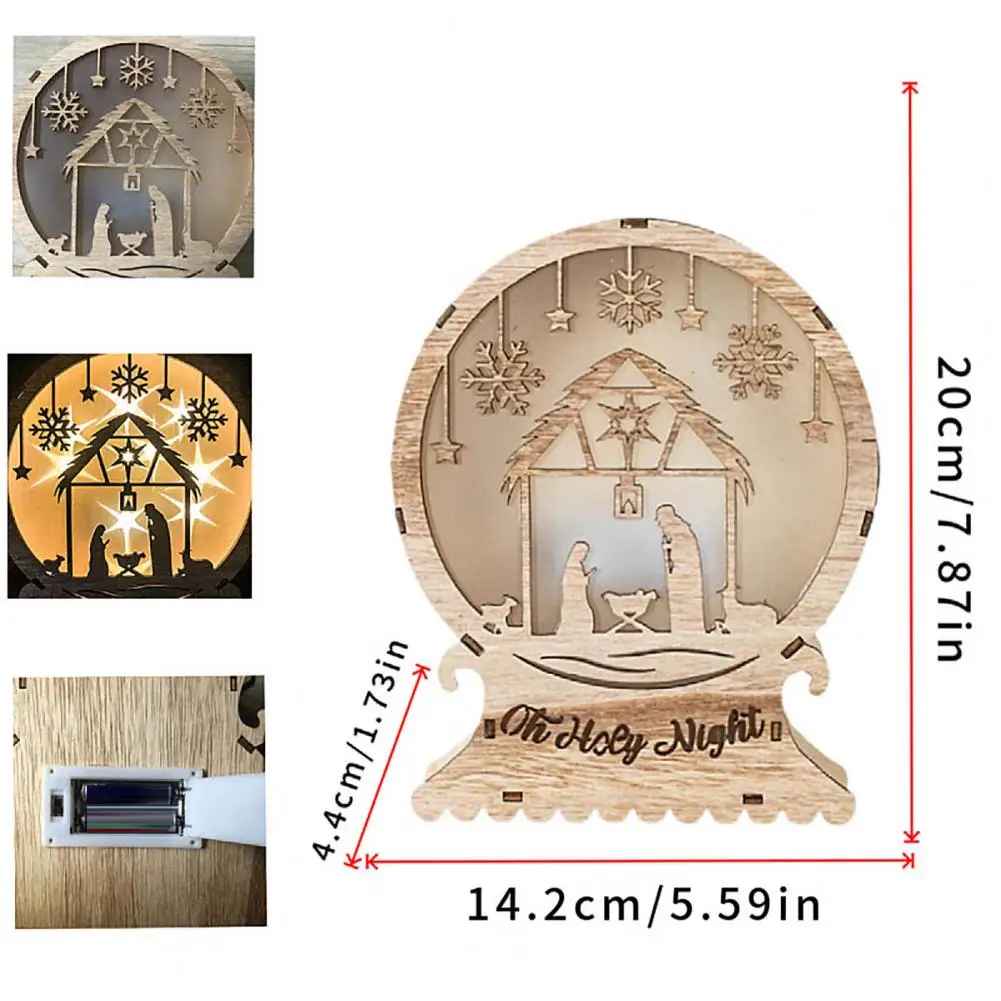 Christian Christmas Home Decoration, Ideas For Christmas Decor, LED Wooden Nativity Scene, Figurine Set for Christmas Decor, Nativity Decoration For Shelf DCLAF22