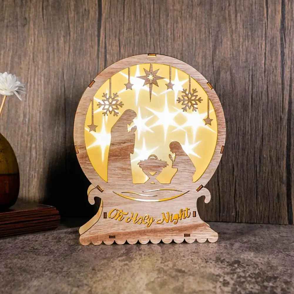 Christian Christmas Home Decoration, Ideas For Christmas Decor, LED Wooden Nativity Scene, Figurine Set for Christmas Decor, Nativity Decoration For Shelf DCLAF22
