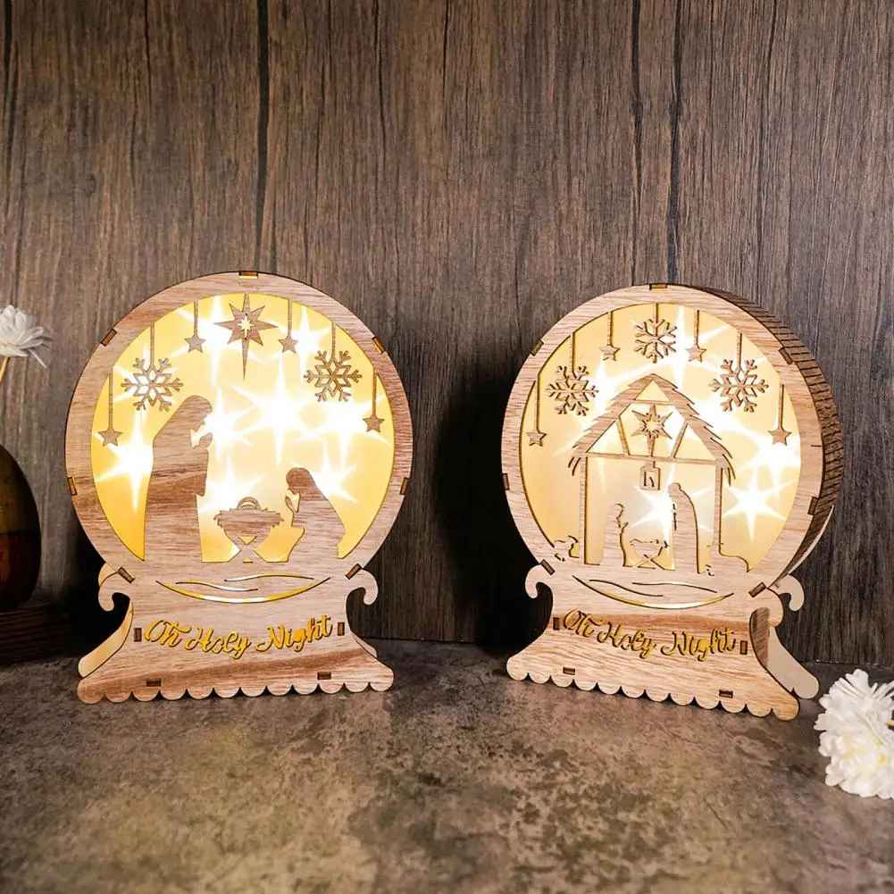 Christian Christmas Home Decoration, Ideas For Christmas Decor, LED Wooden Nativity Scene, Figurine Set for Christmas Decor, Nativity Decoration For Shelf DCLAF22