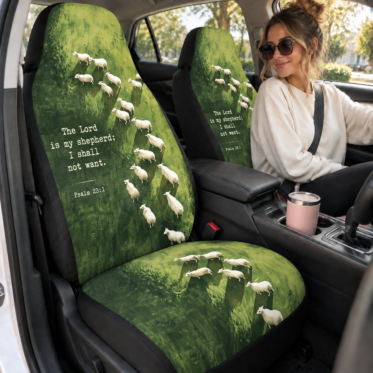 Jesus Shepherd Car Seat Covers, Christian Lamb Religious Auto Seat Cover, Bible Inspired Car Accessories, Faith Gift CARSC16