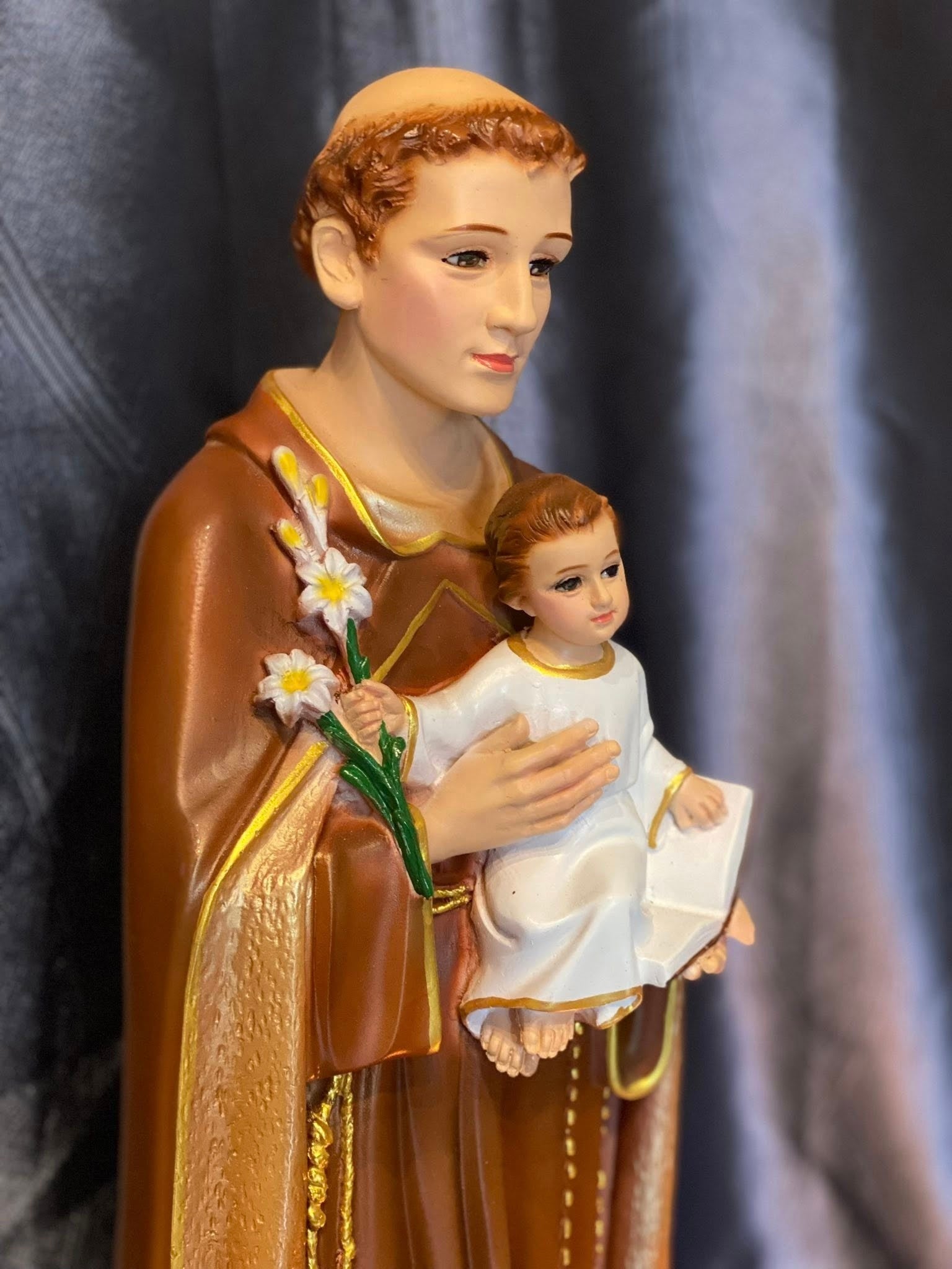 Saint Anthony Statue with Baby Jesus Composite Statue, Catholic Religious Figurine, Christian Home Altar Decor, Prayer Gift CP12