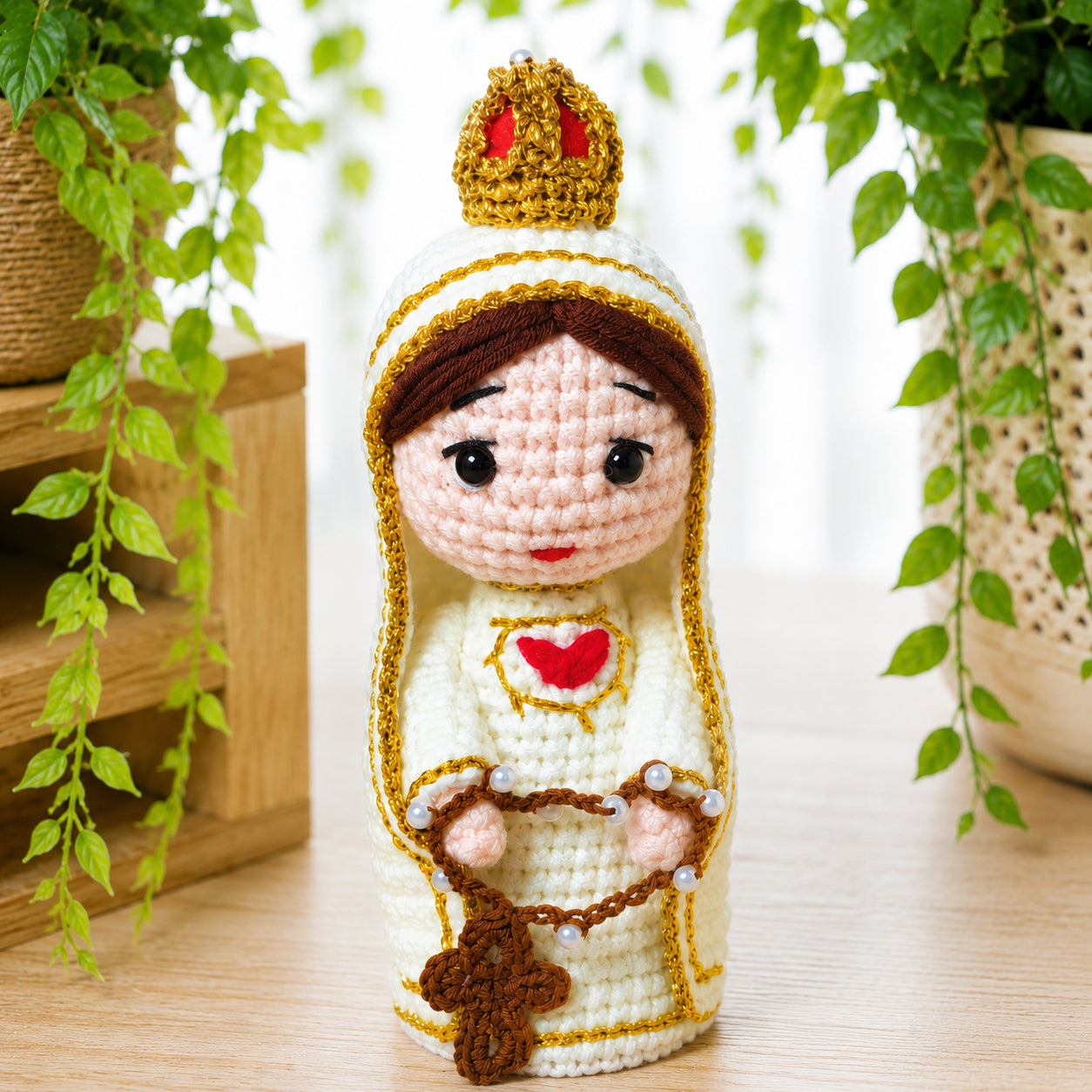 Handmade Crochet Holy Family Doll Set – Catholic Amigurumi Virgin Mary, Saint Joseph and Baby Jesus Figurines, Christian Religious Home Altar Decor, Christmas Nativity Gift, Baptism, First Communion and Confirmation Keepsake CR13