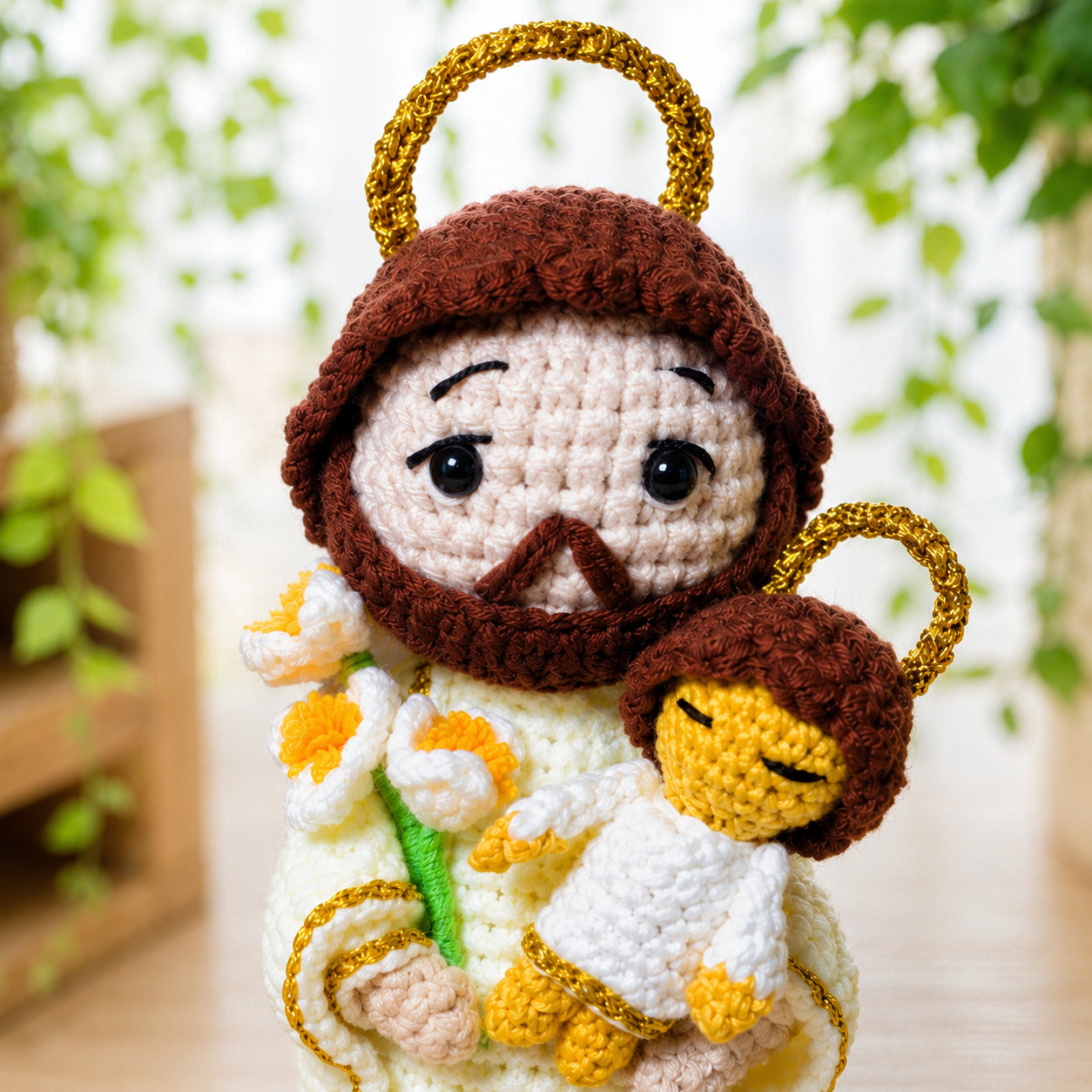 Handmade Crochet Holy Family Doll Set – Catholic Amigurumi Virgin Mary, Saint Joseph and Baby Jesus Figurines, Christian Religious Home Altar Decor, Christmas Nativity Gift, Baptism, First Communion and Confirmation Keepsake CR13