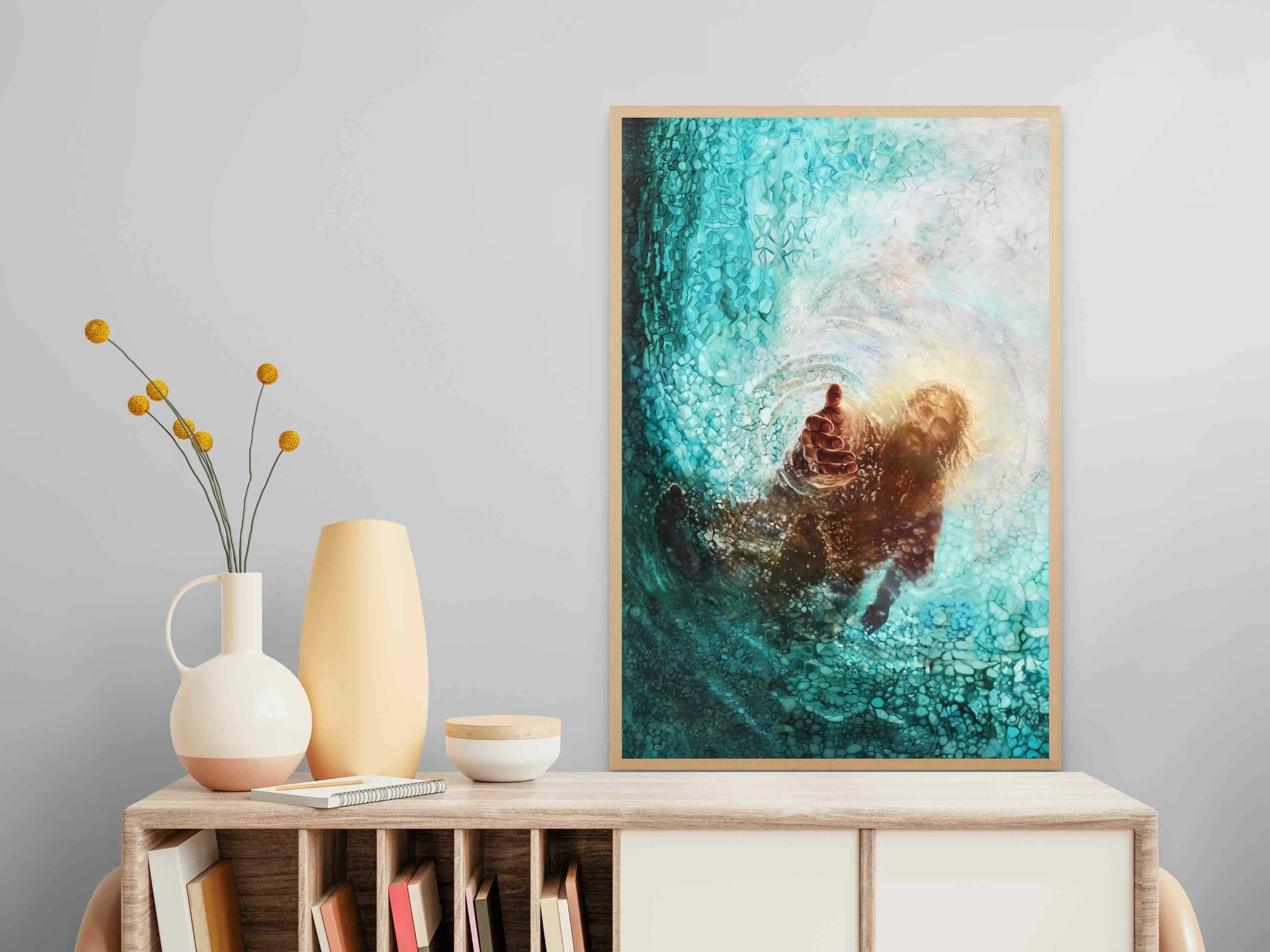 Hand of God Poster, Jesus Saves Peter Poster, Picture of Christ, Bible Art Poster