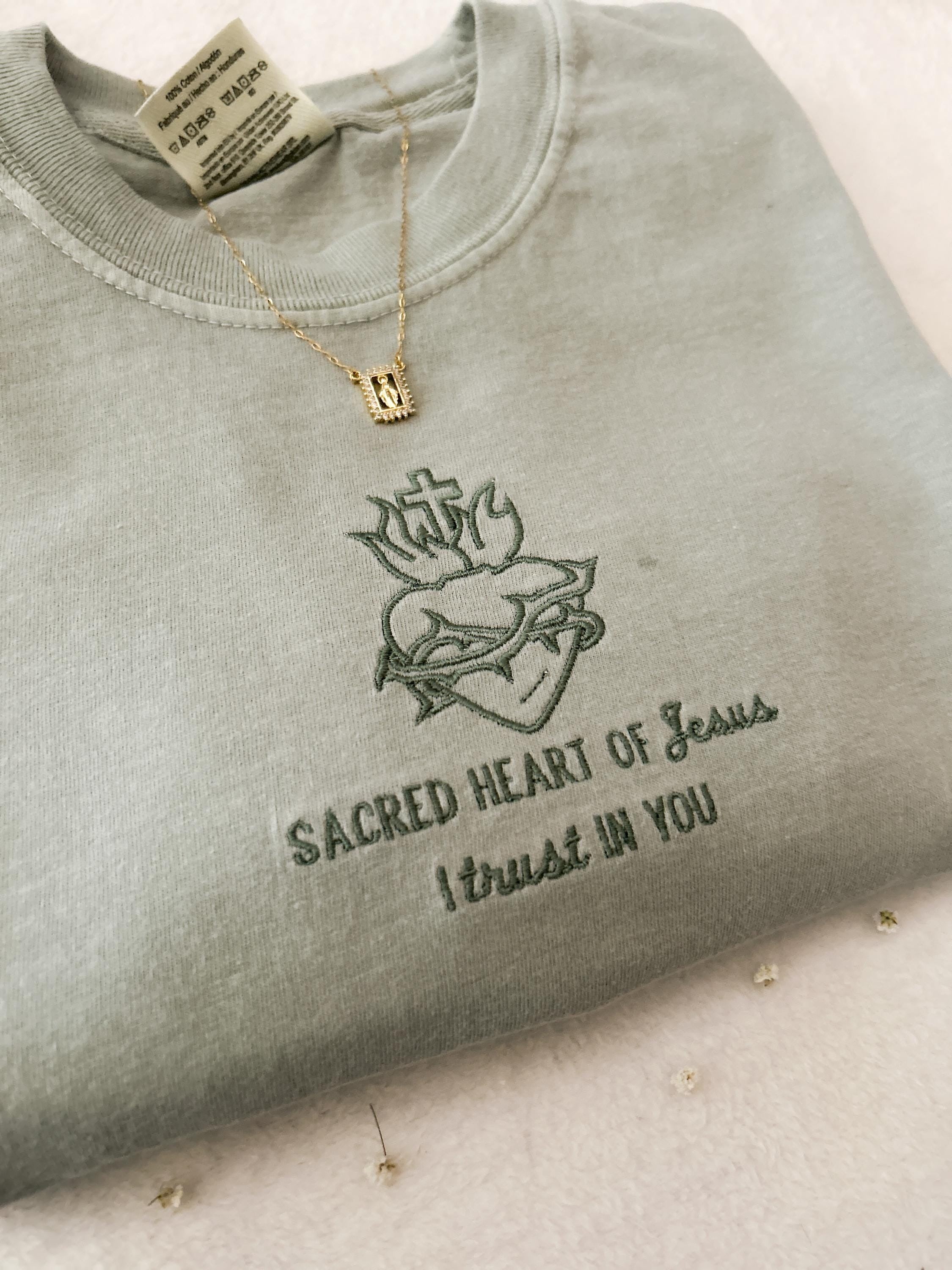 Sacred Heart Embroidered Sweatshirts, Sacred Heart of Jesus Embroidered, Catholic Gift, Christmas Gifts, Faith Based Christian Apparel