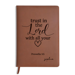 Personalized Christian Journal with Poverb 3:5, Custom Name Prayer & Faith Notebook, Religious Gift, First Communion Gifts, Birthday. NBLAF16