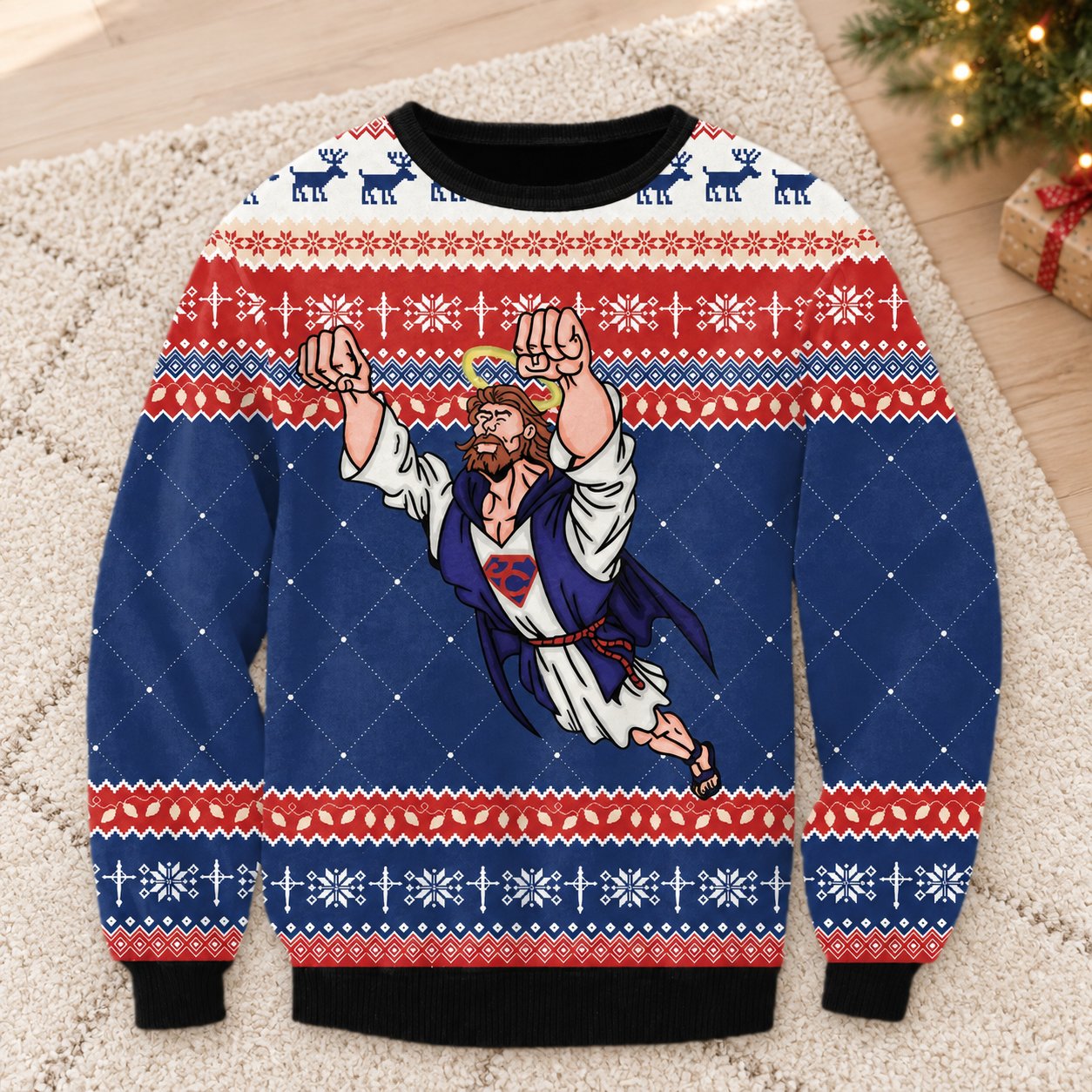 Happy Birthday Jesus Ugly Christmas Sweater, Funny Christian Christmas Sweatshirt, Religious Holiday Party Gift XMASUS18