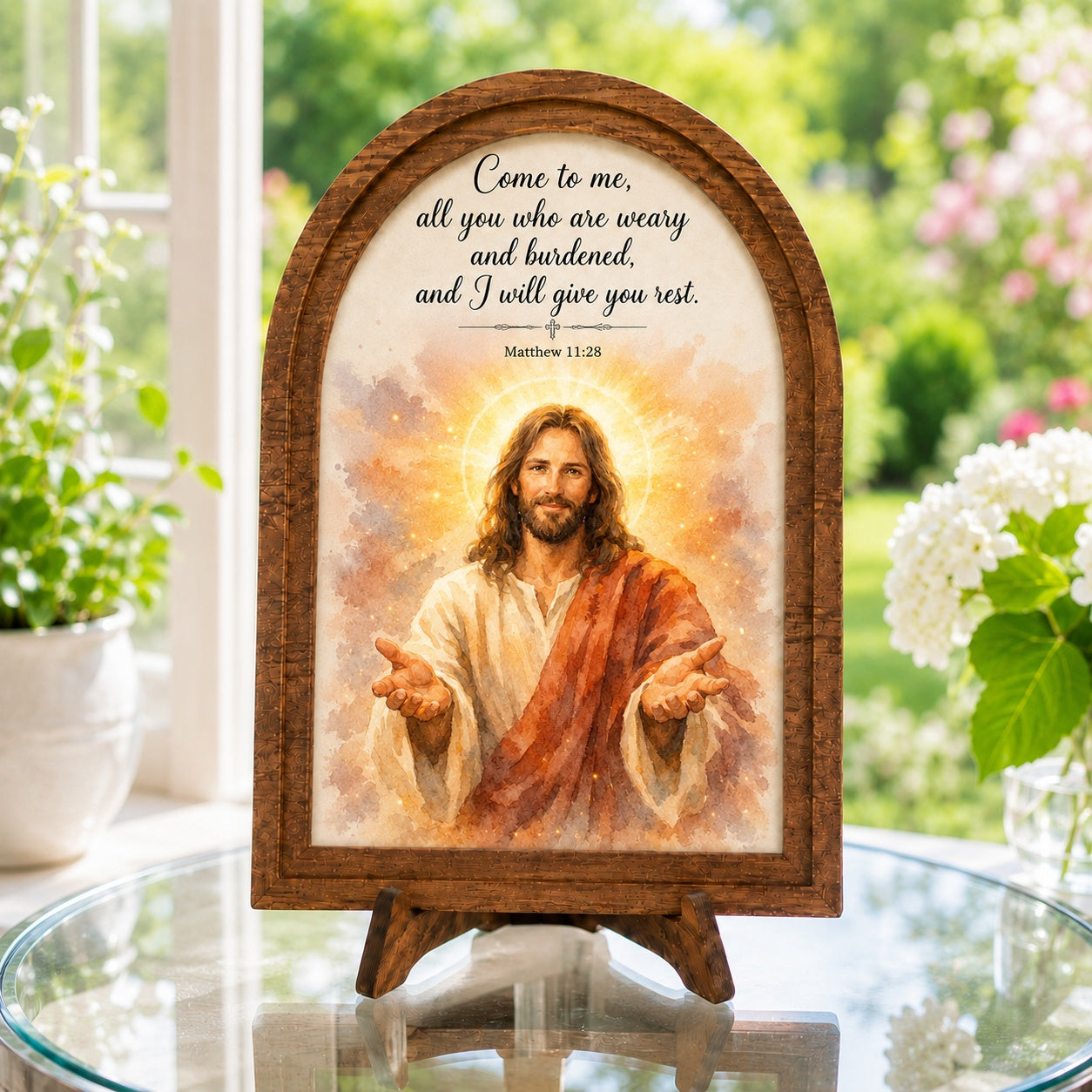 The Lord Is My Shepherd" Psalm 23:1 Arched Wood Sign, Jesus with Lambs Art, Christian Wooden Decor WS18