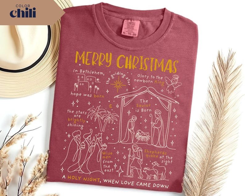 Comfort Colors Christian Christmas Shirt, Nativity Scene Shirt, Christmas Family Shirt, Faith Shirt CFNE18