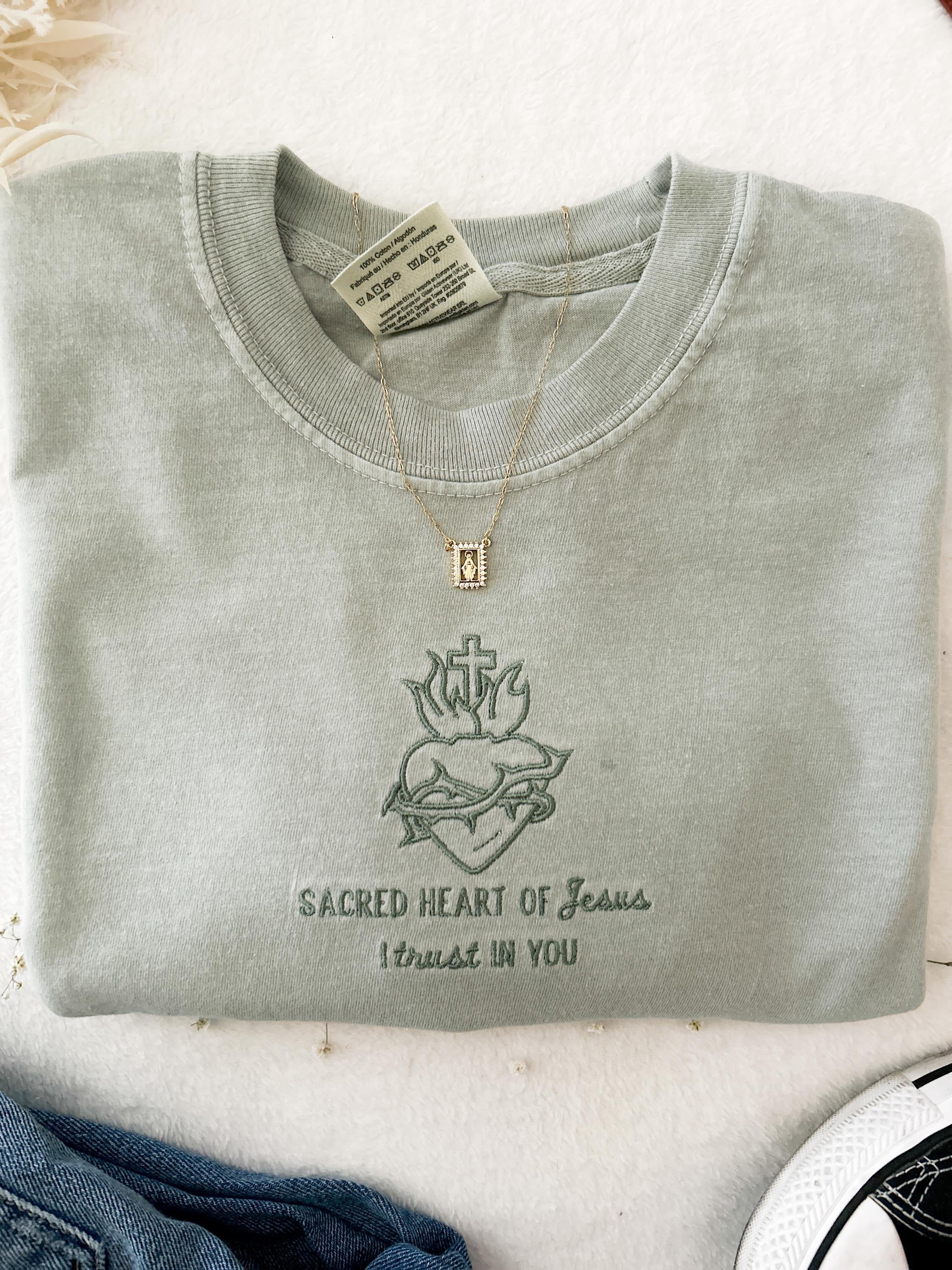 Sacred Heart Embroidered Sweatshirts, Sacred Heart of Jesus Embroidered, Catholic Gift, Christmas Gifts, Faith Based Christian Apparel