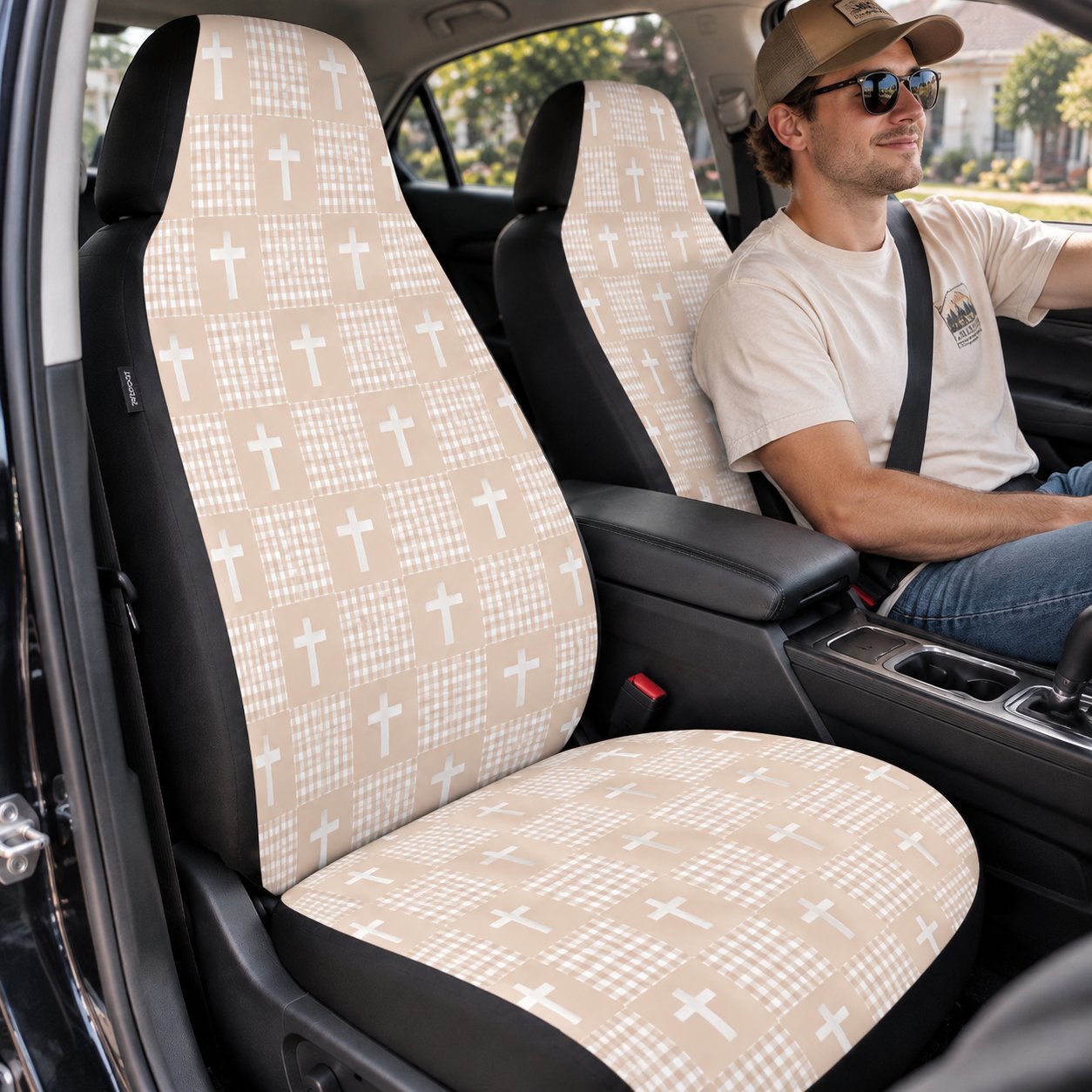 Jesus Loves You Car Seat Covers, Cottagecore Christian Floral Auto Seat Cover, Faith Based Vehicle Decor, Religious Gift For Believers CARSC18
