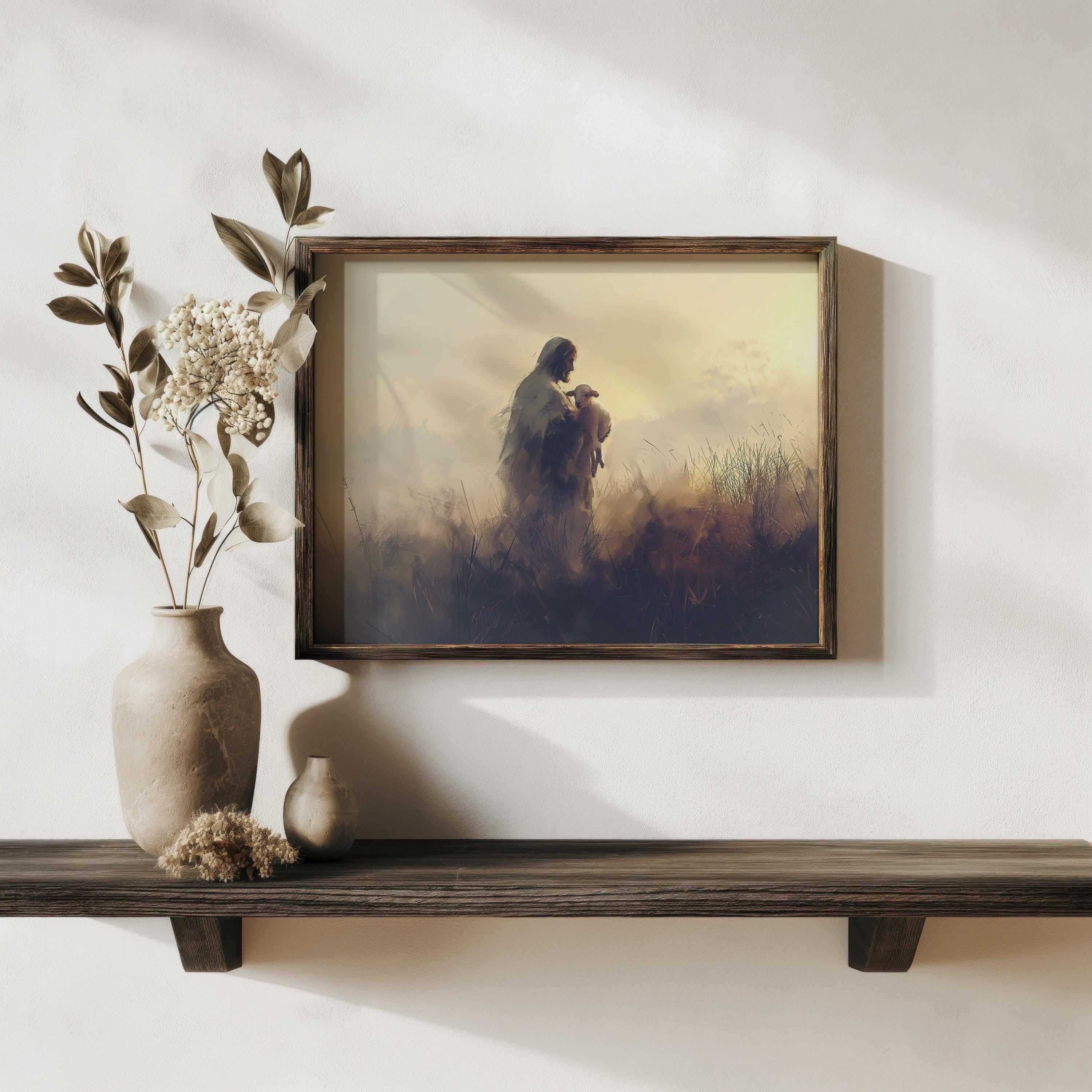 The Journey Home Poster, Parable of The Lost Sheep Poster, Jesus Holding Lamb Wall Art, Good Shepherd Poster, Scripture Wall Art, Christian Gift