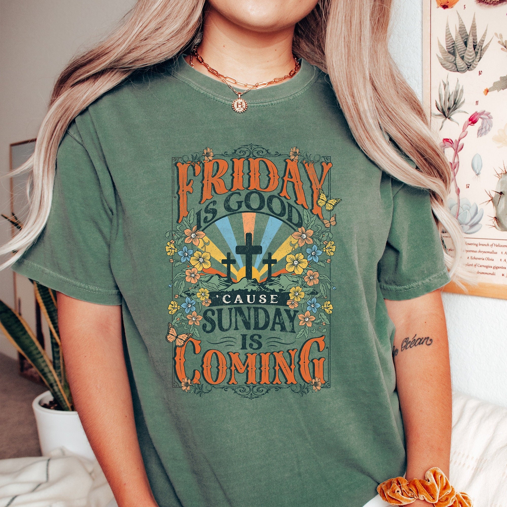 Christian Comfort Colors® Shirt - Friday Is Good Cause Sunday Is Coming Shirt - Women Christian Religious Tee & Sweatshirt