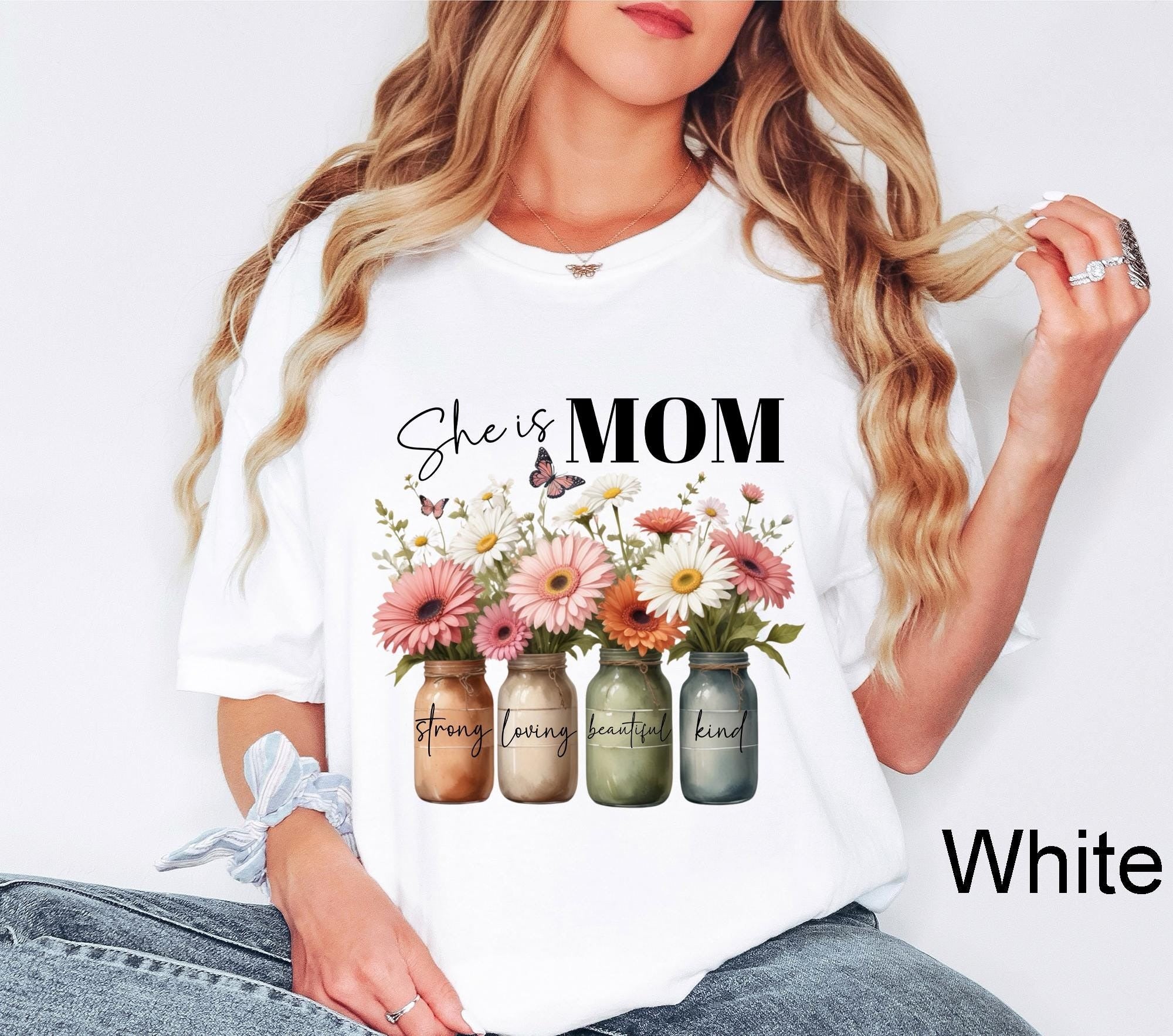 Comfort Colors® She Is Mom Shirt, Floral Mama Shirt, Christian Mom Shirt, Bible Verse Mom Shirt, Wildflower Mama Shirt, Mothers Day Shirt