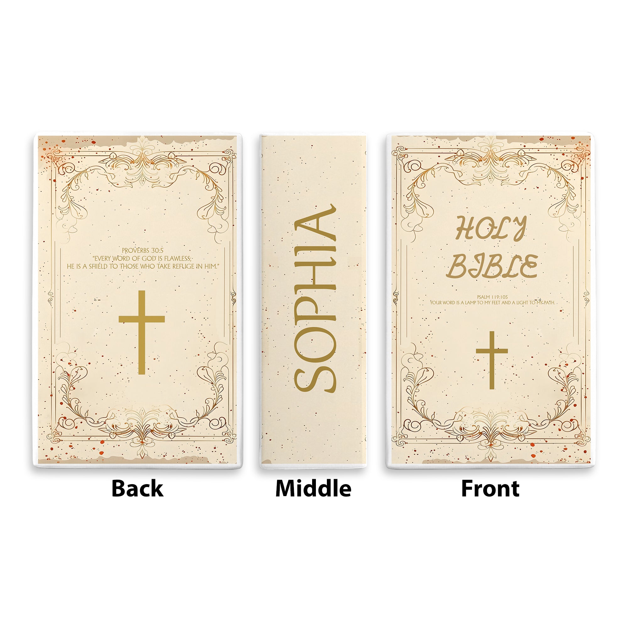 Personalized Ceramic Book Vase, Gold Cross Design with Scripture, Christian Gift for Her, Chistmas Gift CBLAF19