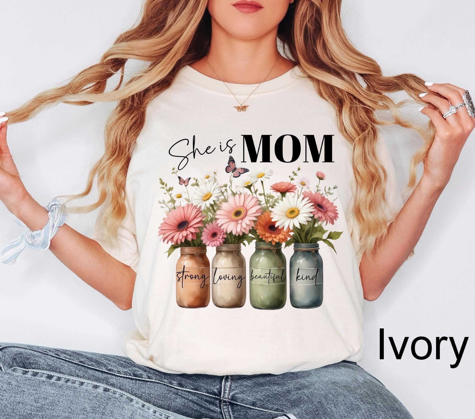 Comfort Colors® She Is Mom Shirt, Floral Mama Shirt, Christian Mom Shirt, Bible Verse Mom Shirt, Wildflower Mama Shirt, Mothers Day Shirt