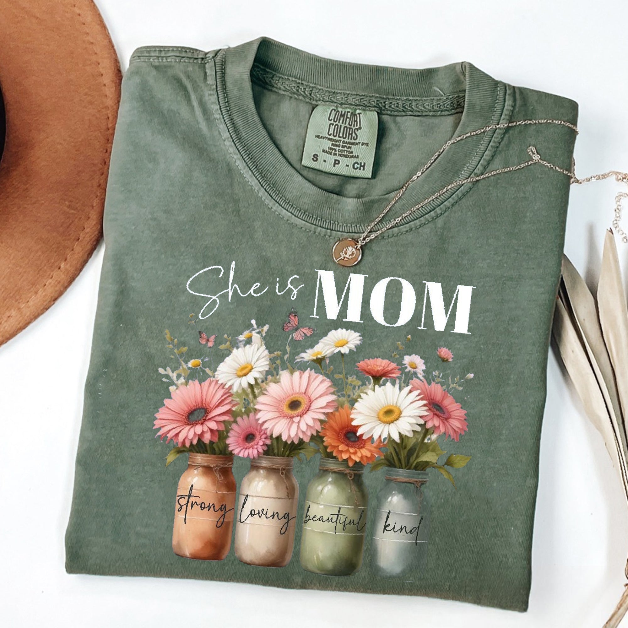 Comfort Colors® She Is Mom Shirt, Floral Mama Shirt, Christian Mom Shirt, Bible Verse Mom Shirt, Wildflower Mama Shirt, Mothers Day Shirt