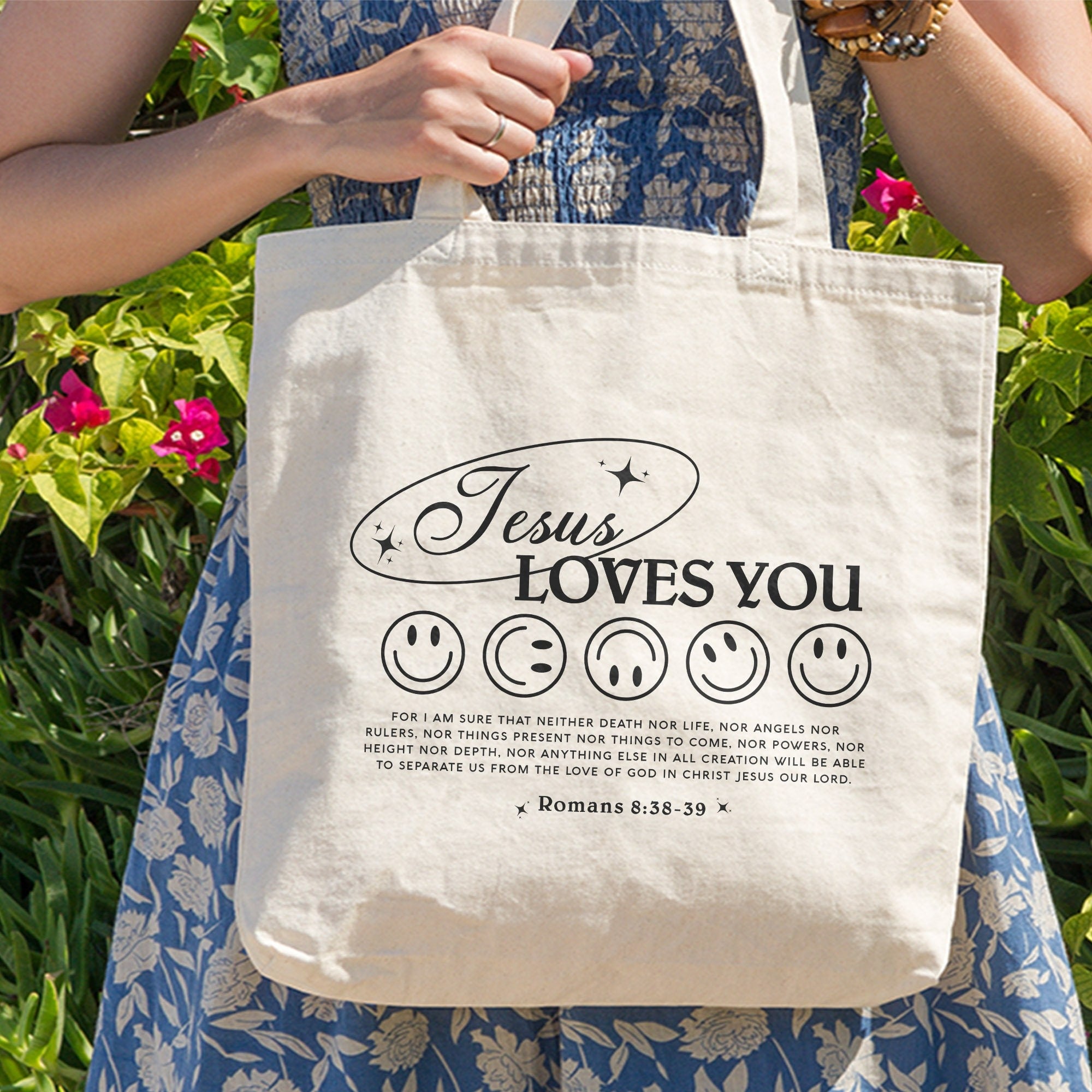 Jesus Loves You Christian Tote Bag, Christian Merch Catholic Bible Verse Bag, Christian Bag, God Tote Bag, Jesus Tote Bag, Christian Gift TBLAF20