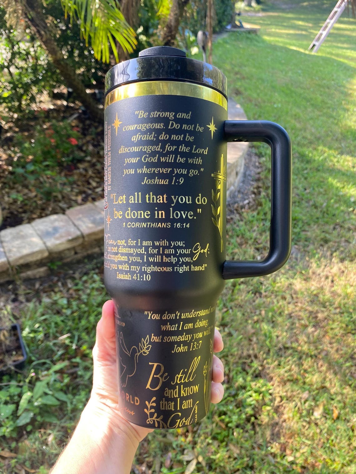 Jesus Tumbler 30oz/40oz, Christian Prayer Jesus Tumbler With Handle, Christian Laser Engraved, LAF20