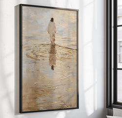 Jesus Christ Walking on Water Poster, I Will Walk With Christ Poster, Bible Verse Wall Art Picture of Christ, Bible Art Poster