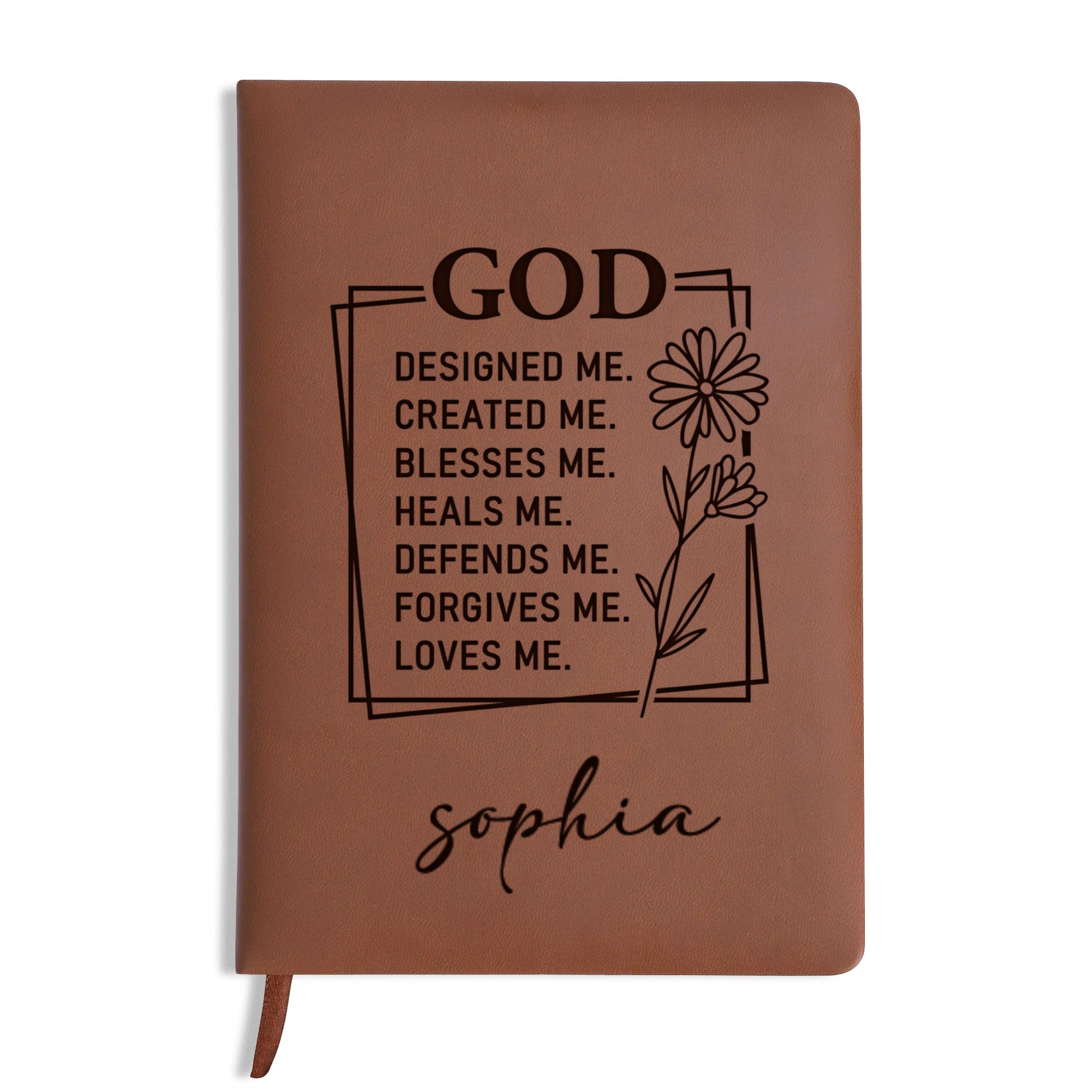 Personalized Christian Journal with “God Designed Me” Inspirational Quote, Custom Name Prayer & Faith Notebook, Religious Gift, First Communion Gifts, Birthday. NBLAF17