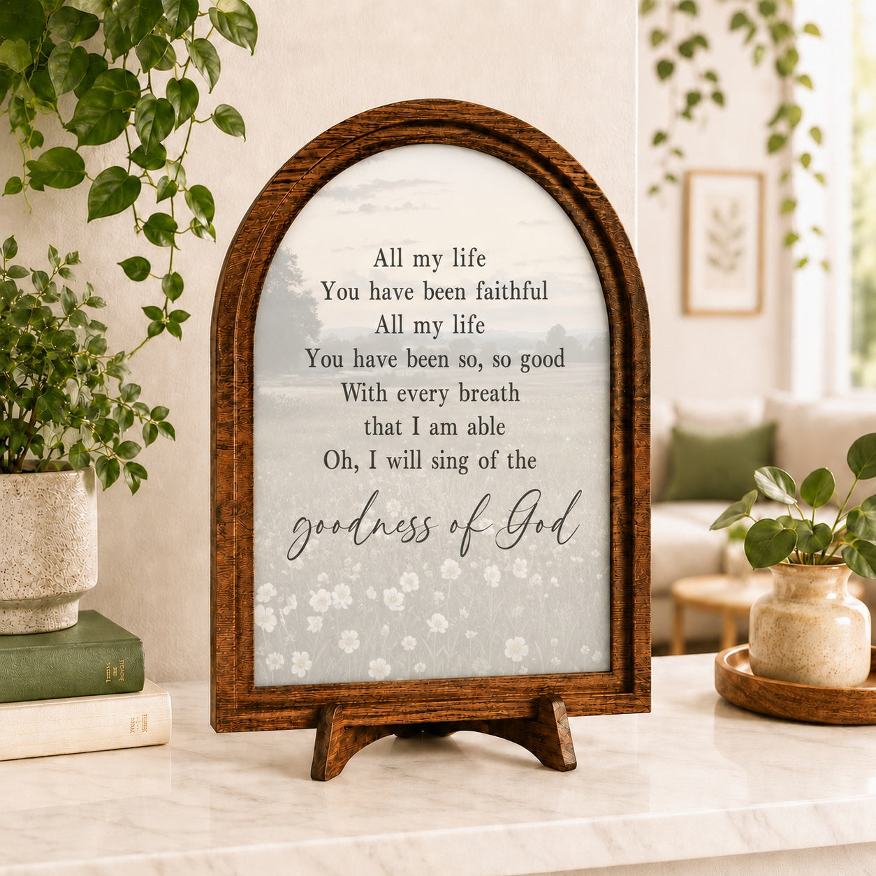 Goodness of God Wood Arched Wood Sign, Wooden Jesus Art, Christian Wooden Decor WS19