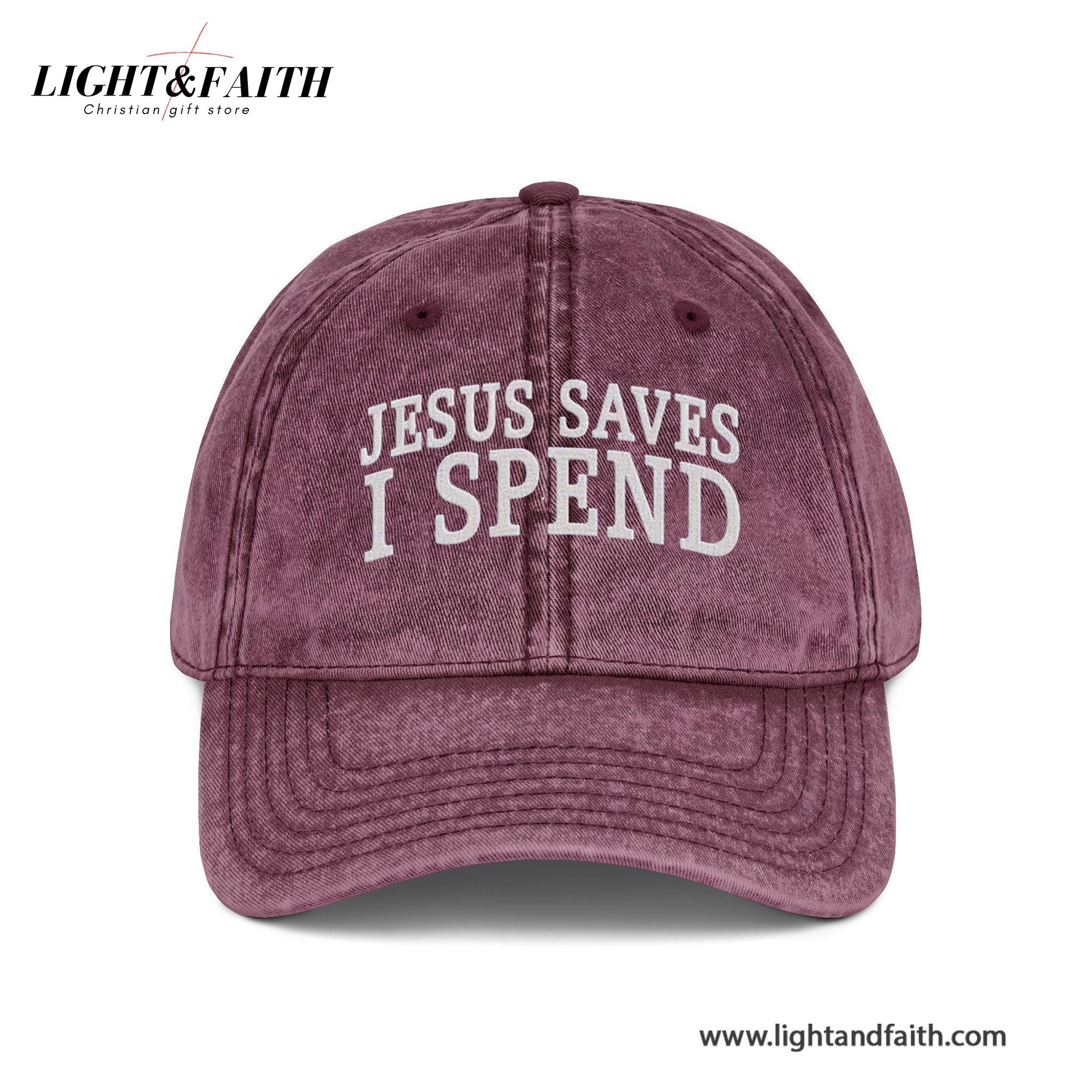 Jesus Saves I Spend Embroidered Hat, Trucker Hat Embroidered Dad Cap, Christian Washed Cap, Christian Jesus Gifts LAFH19