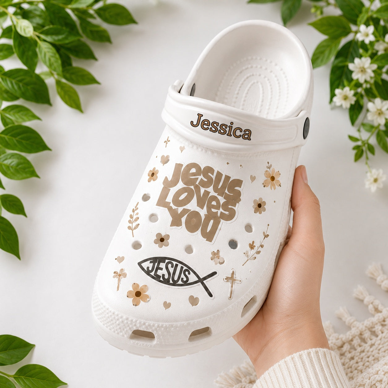 Personalized Jesus Loves You Clogs, Christian Sheep Rescue Clogs, Inspirational Christian Clogs, Slip-on Shoes, Kid Adult Comfort Shoes CLOGS18