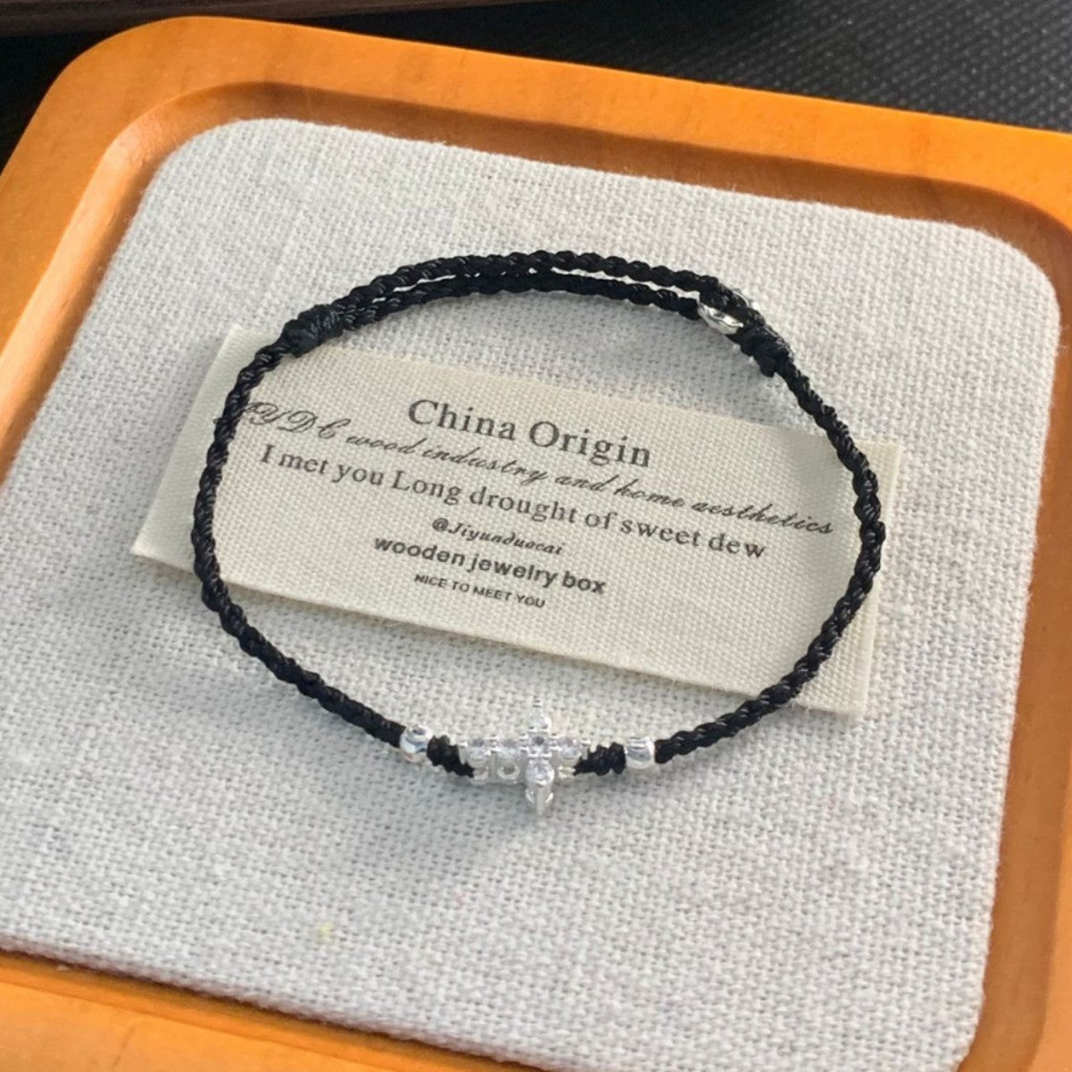 Catholic Cross Bracelet, Black Braided Christian Bracelet, Adjustable Faith Jewelry, Religious Gift for Women, Minimalist Saint Cross Bracelet