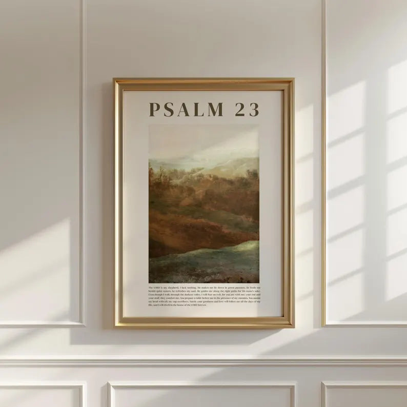 Set of 3 Christian Bible Verse Wall Art, Psalm 23 Scripture Prints, “Be Still and Know” Minimalist Christian Home Decor PTLAF020
