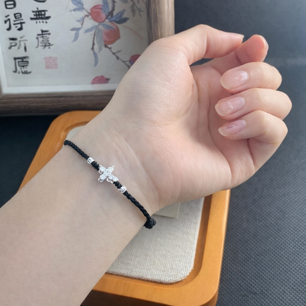 Catholic Cross Bracelet, Black Braided Christian Bracelet, Adjustable Faith Jewelry, Religious Gift for Women, Minimalist Saint Cross Bracelet