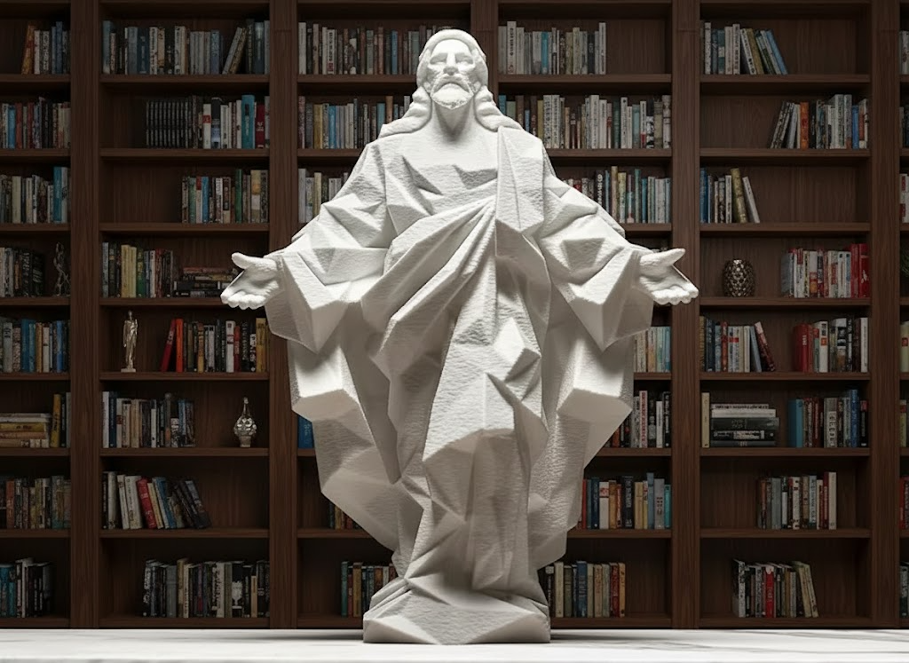 Modern Jesus Statue, Geometric Sacred Sculpture, Contemporary Christian Home Decor & Spiritual Gift