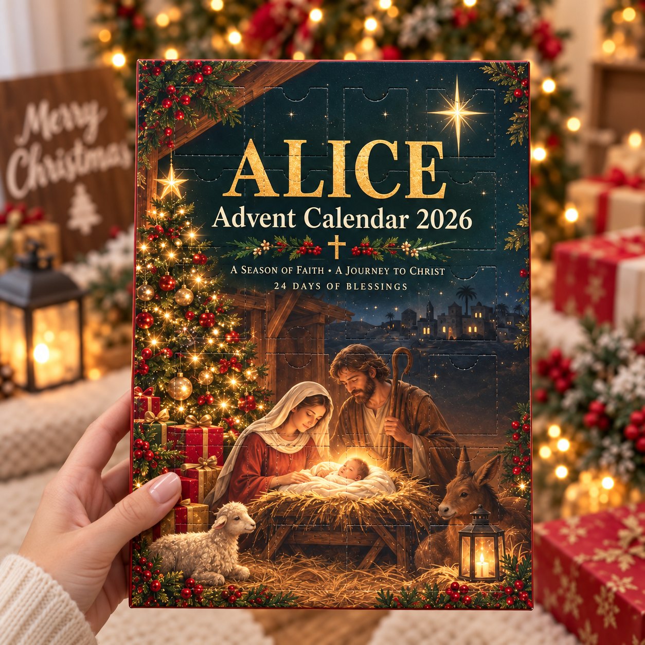 Personalized Christian Advent Calendar 2026, Nativity Christmas Countdown Calendar, Religious Christmas Gift, Faith Based Holiday Decor ACG01
