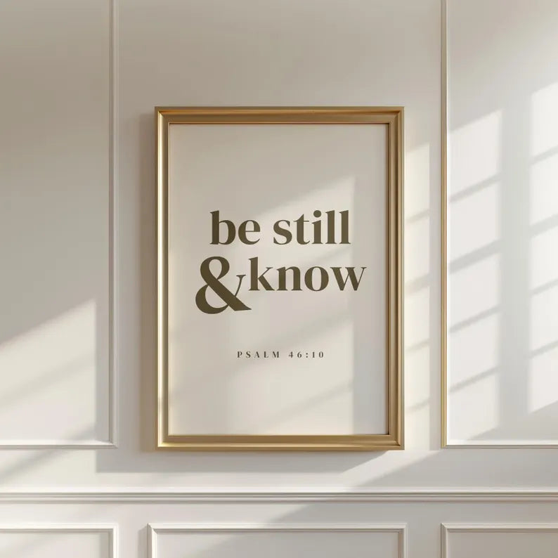 Set of 3 Christian Bible Verse Wall Art, Psalm 23 Scripture Prints, “Be Still and Know” Minimalist Christian Home Decor PTLAF020