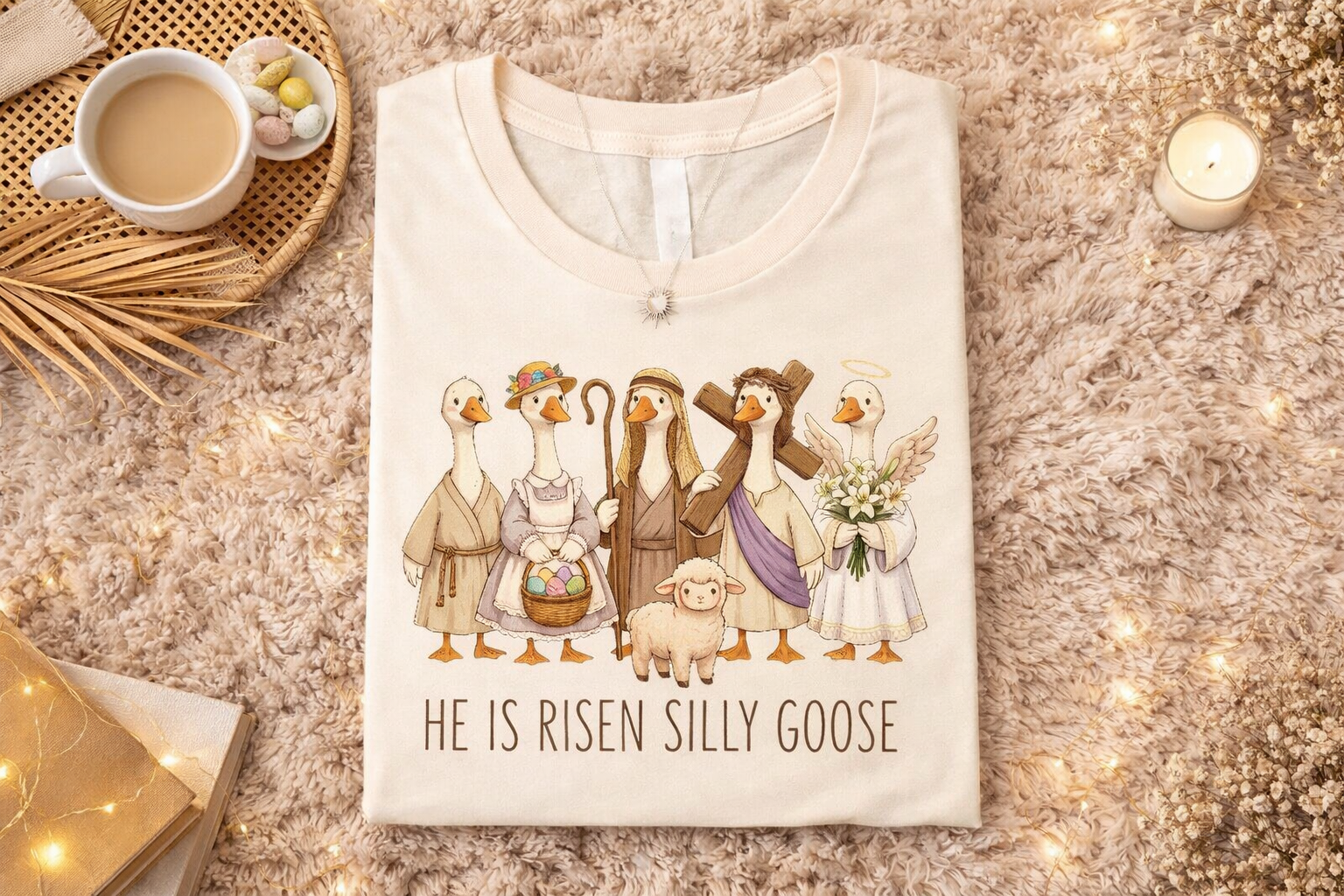 He Is Risen Silly Goose Shirt, Comfort Colors Easter Tee, Funny Christian Shirt, Cute Religious Goose Graphic, Easter Church Gift for Women CFLAF064