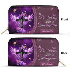 Be Strong And Courageous Leather Bag, Personalized Leather Bag With Bible Verse. BLAF09