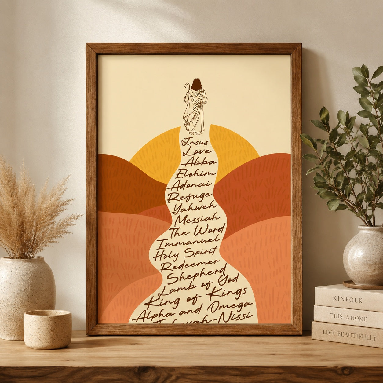 Christian Wall Art Poster, Names of God Print, Jesus Bible Verse Decor, Boho Scripture Poster, Religious Home Decor PTS01