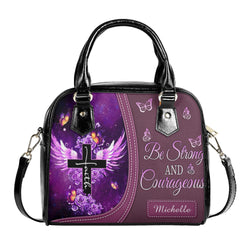 Be Strong And Courageous Leather Bag, Personalized Leather Bag With Bible Verse. BLAF09