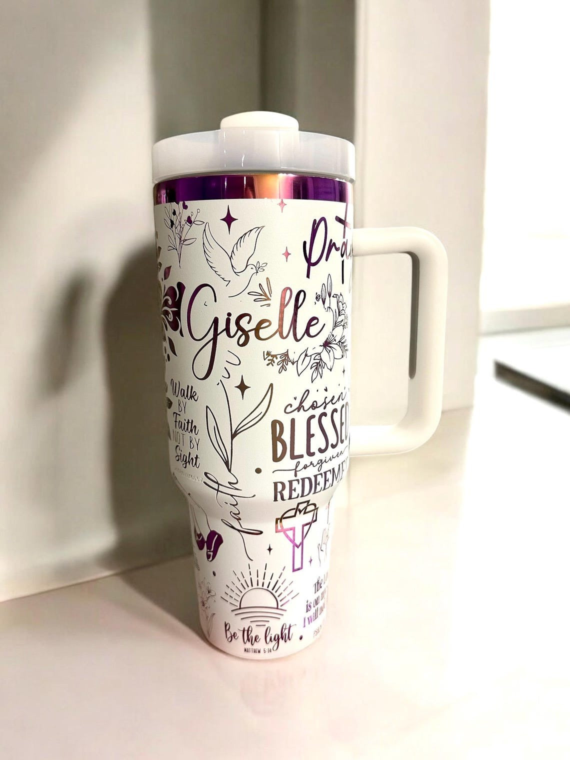 Christian Faith Jesus Tumbler 30oz/40oz, Be The Light Tumbler With Handle, Gift Tumbler, LAF02