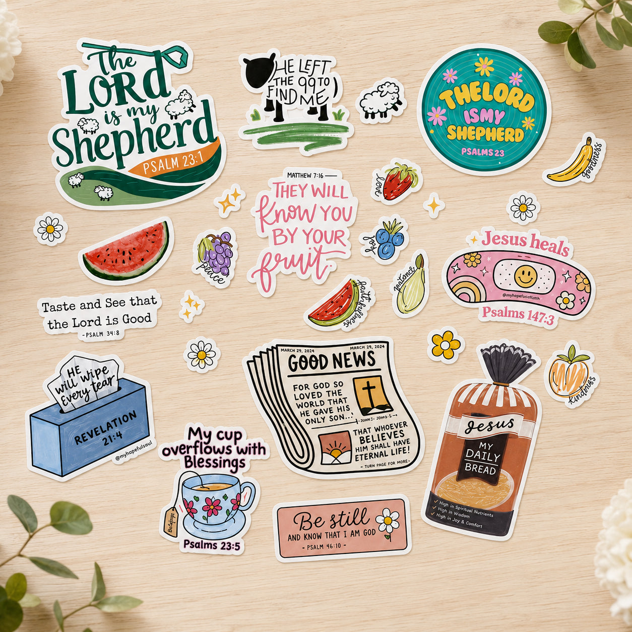 Jesus Sticker Pack, Cute Christian Stickers, Faith Stickers for Bible Journaling, Water Bottles, Faith Stickers Gift ST01