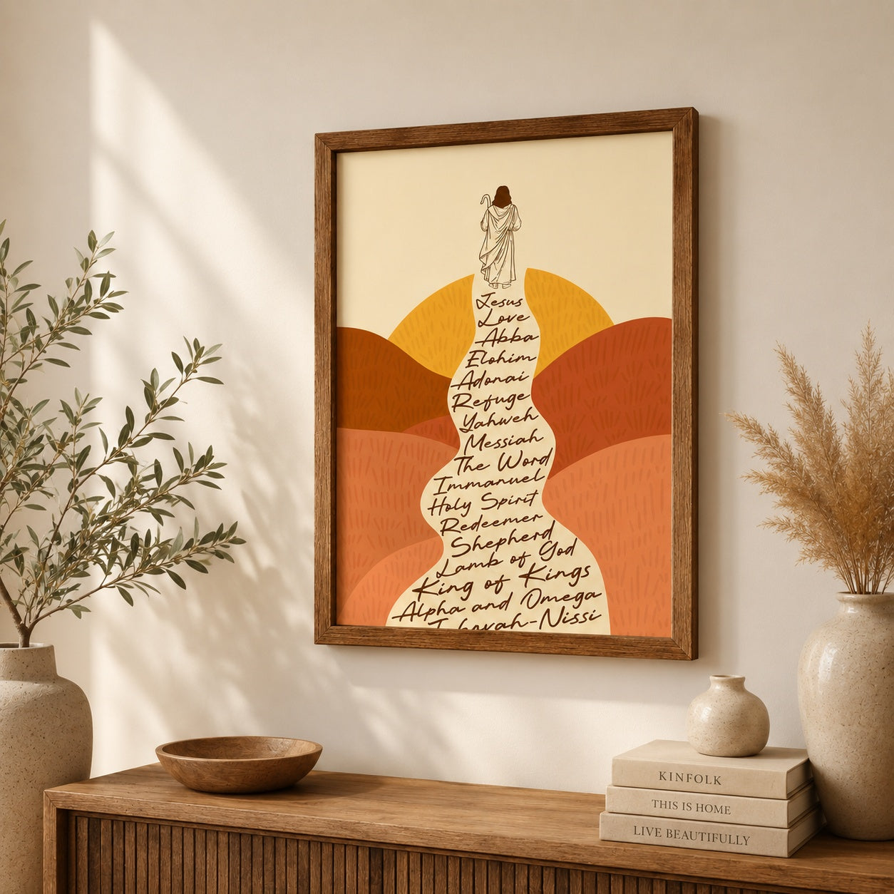 Christian Wall Art Poster, Names of God Print, Jesus Bible Verse Decor, Boho Scripture Poster, Religious Home Decor PTS01