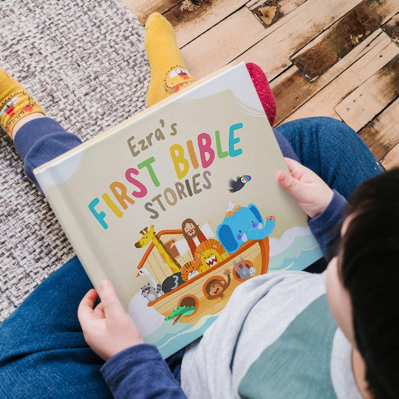 Personalized Baby First Bible Stories Book, Baptism Gift, Personalized Bible Verse, Christening Gift, Baby Dedication, Baptism Keepsake, Baby Bible BOOK01